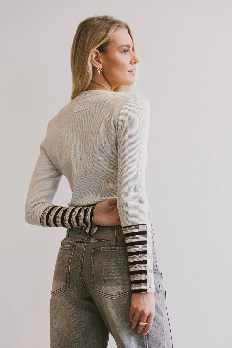 Ashton Waffle Knit Top in Grey - FINAL SALE - Image 5