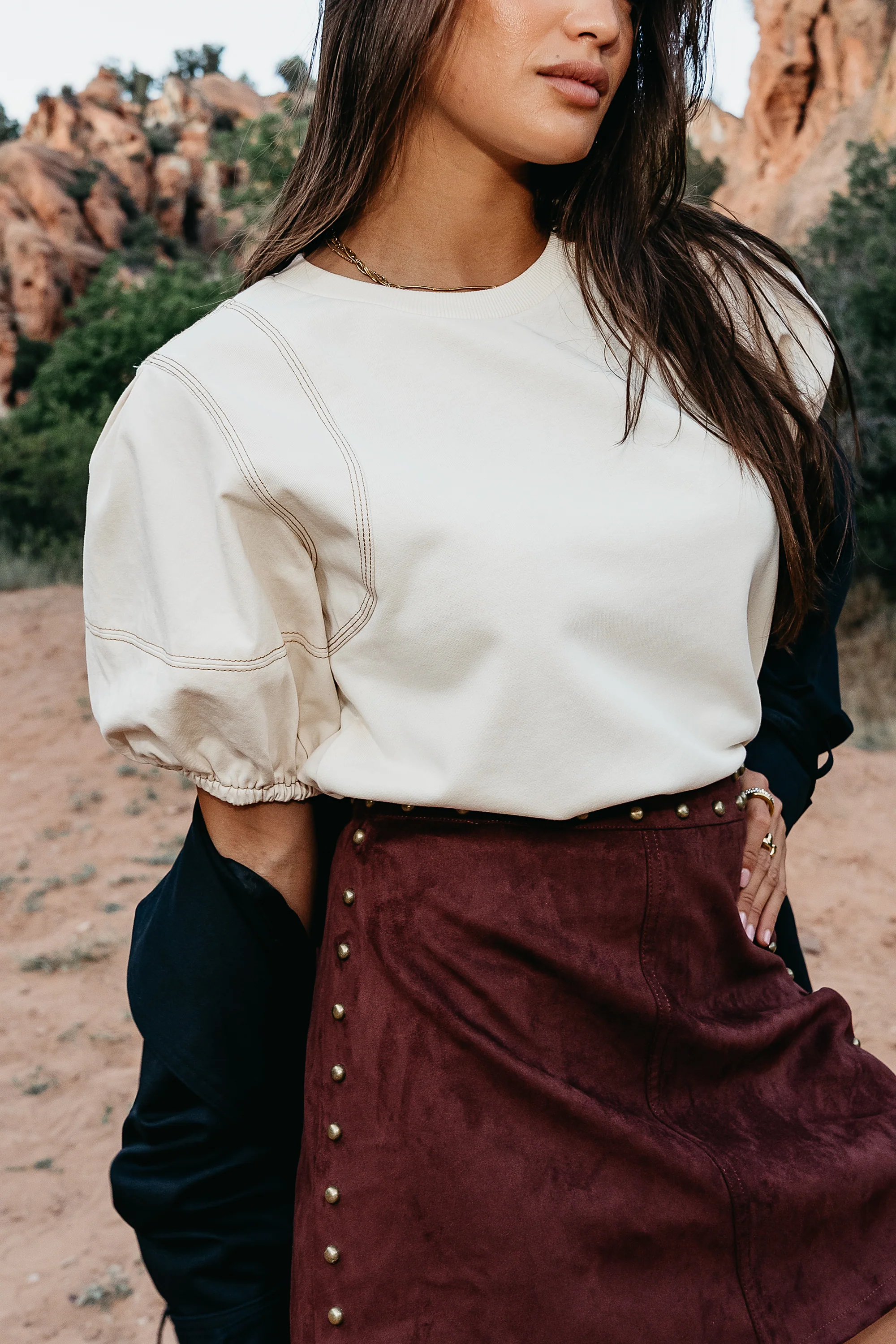 Aspen Puff Sleeve Top in Ecru - FINAL SALE