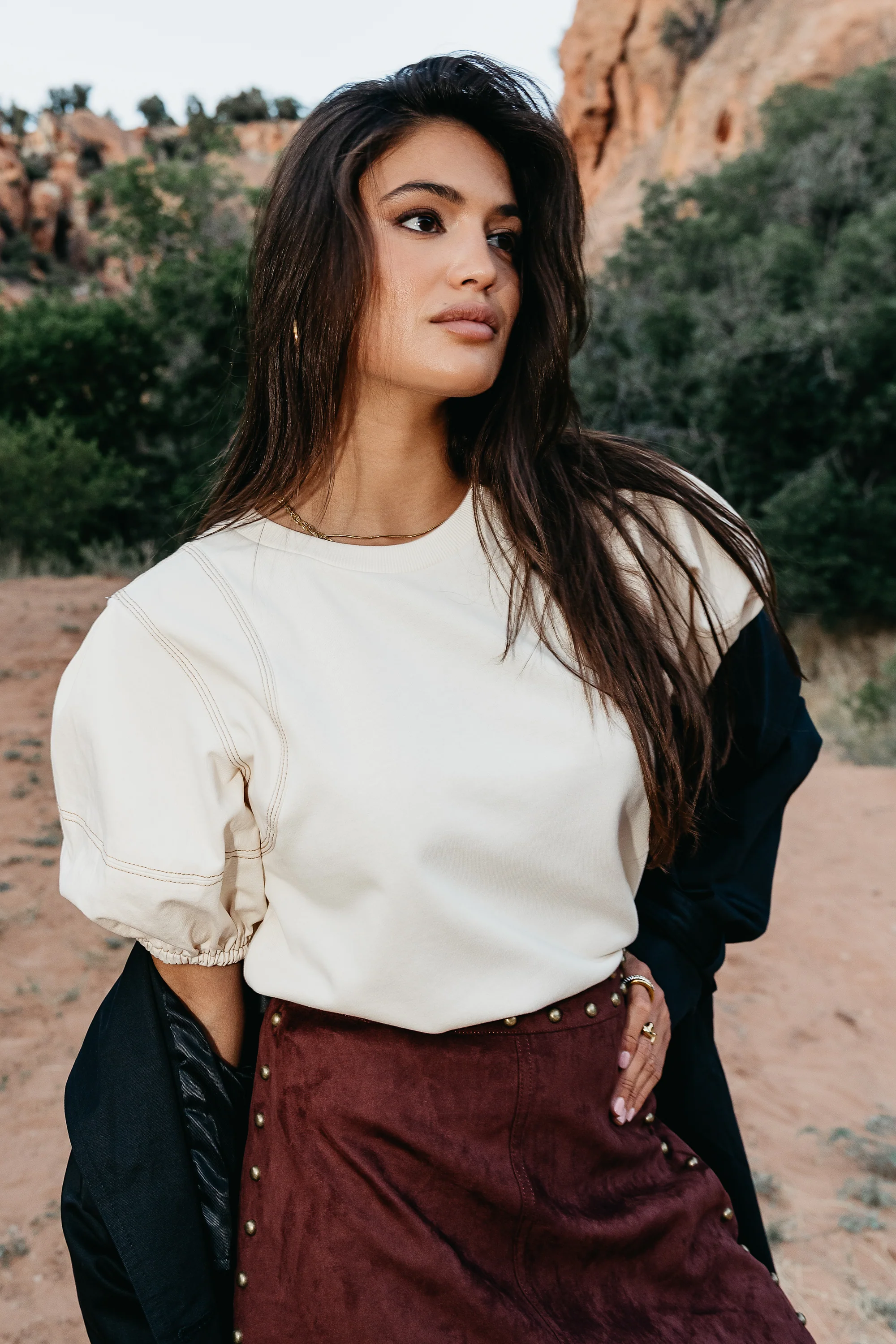 Aspen Puff Sleeve Top in Ecru - FINAL SALE - Image 3