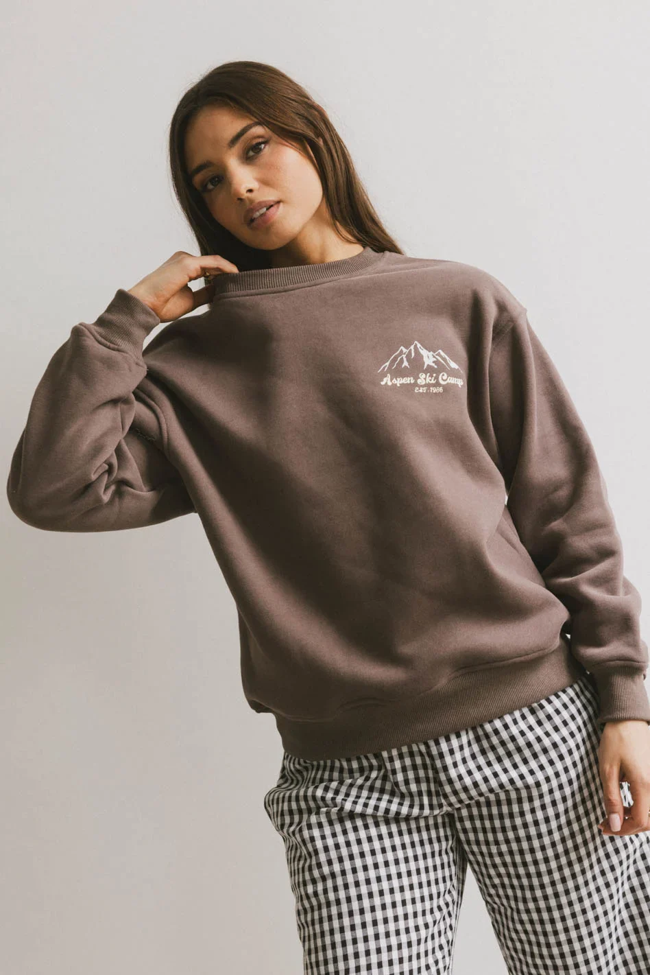 Aspen Ski Camp Crewneck in Brown - FINAL SALE - Image 2