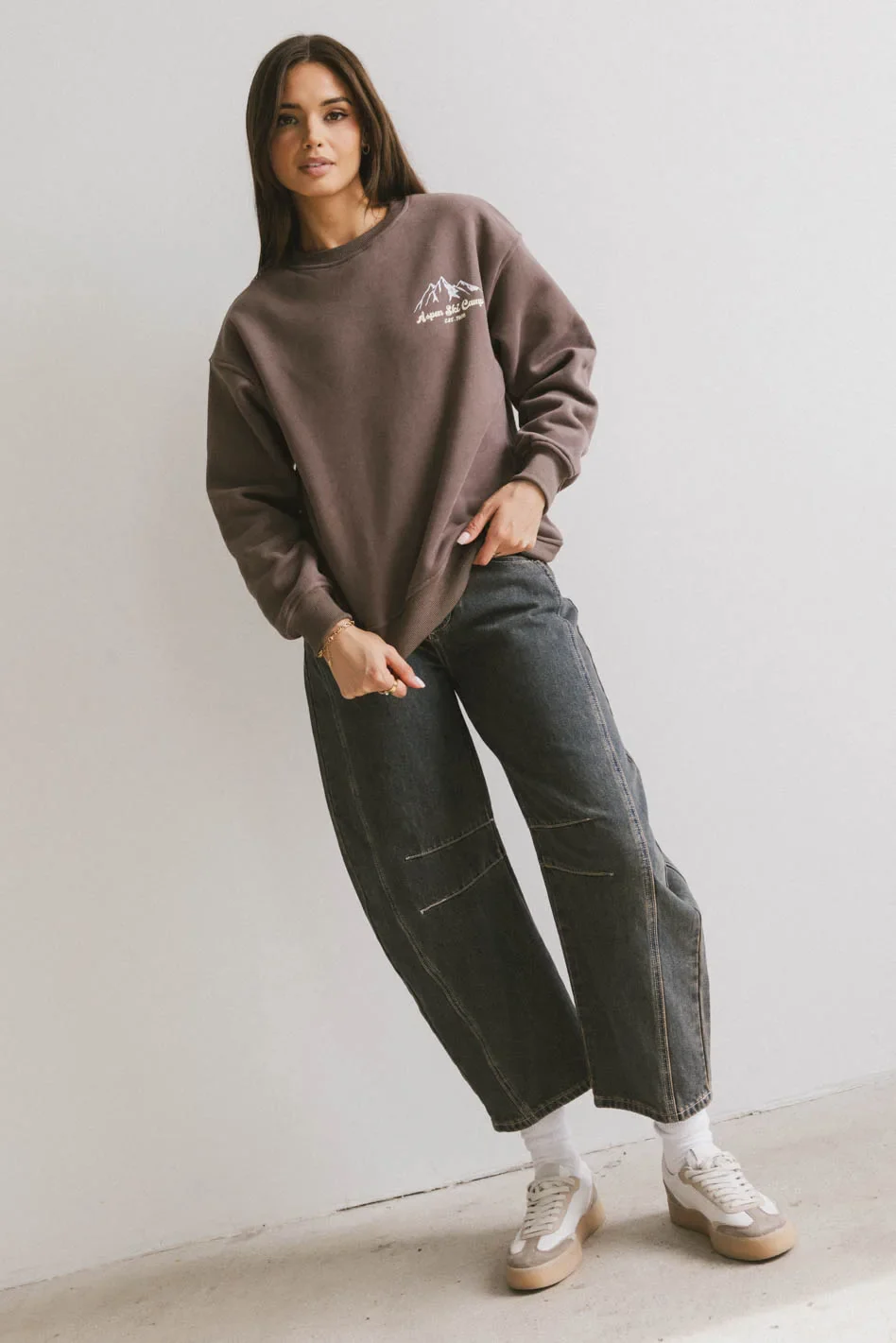 Aspen Ski Camp Crewneck in Brown - FINAL SALE - Image 3