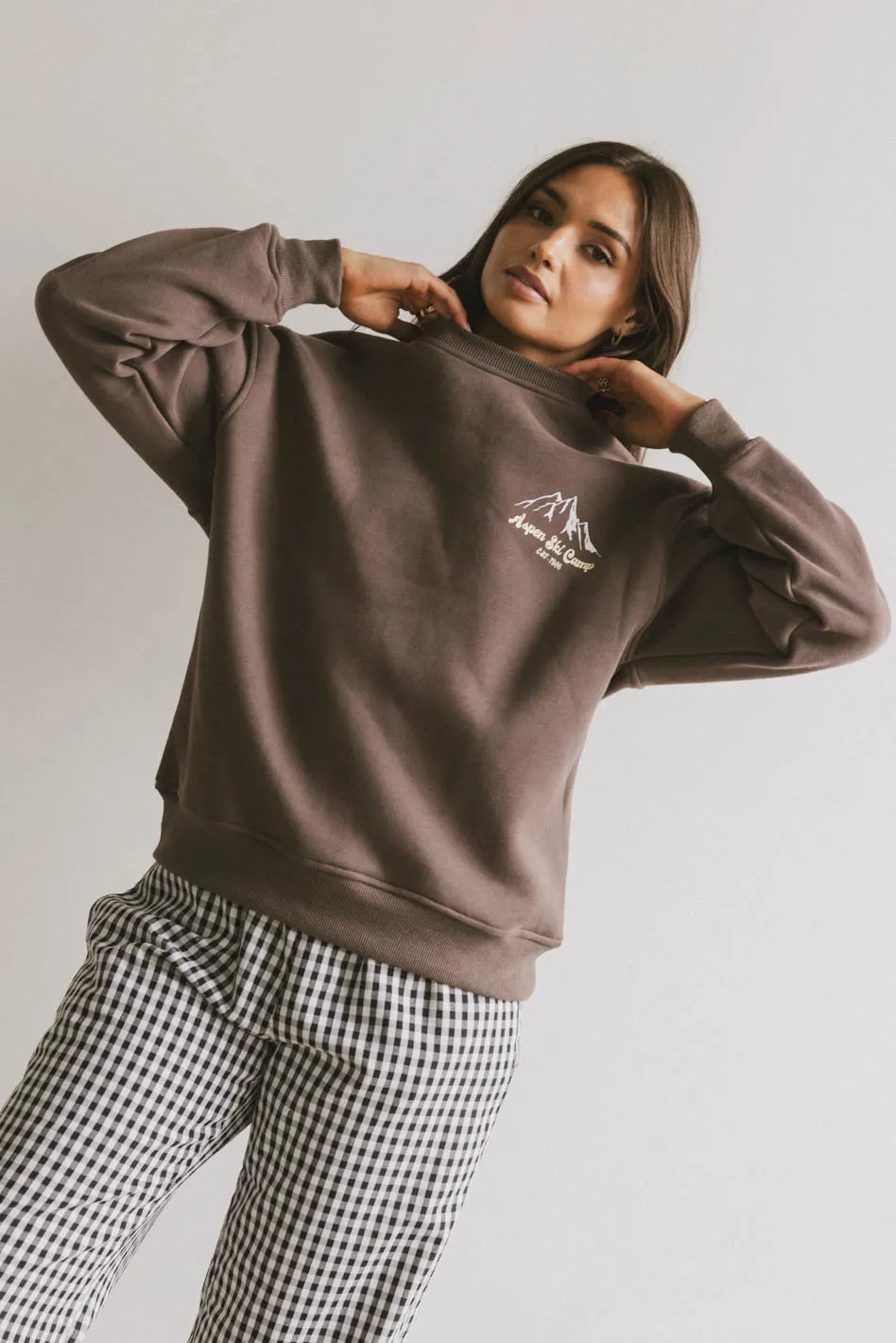 Aspen Ski Camp Crewneck in Brown - FINAL SALE - Image 4