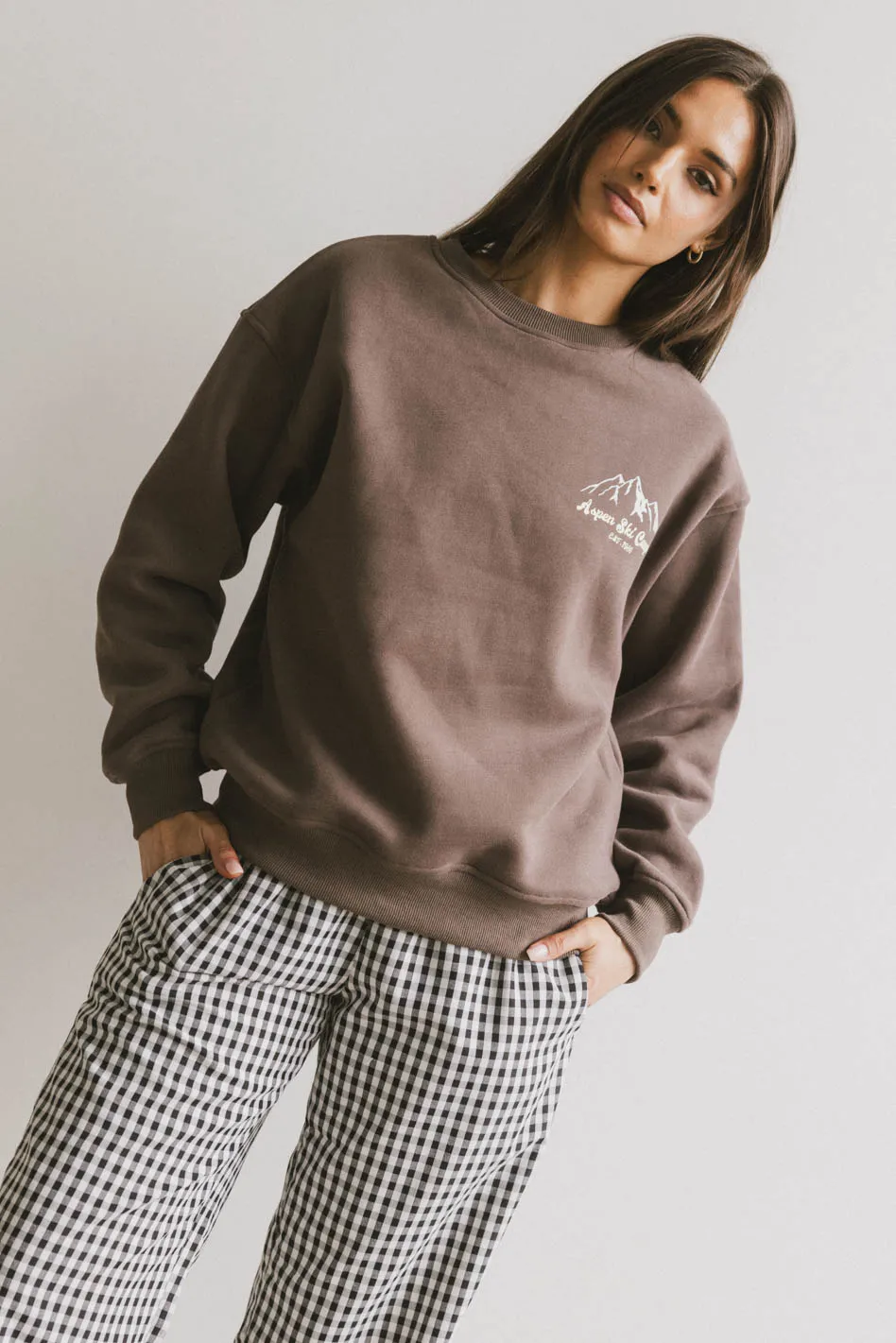 Aspen Ski Camp Crewneck in Brown - FINAL SALE - Image 6