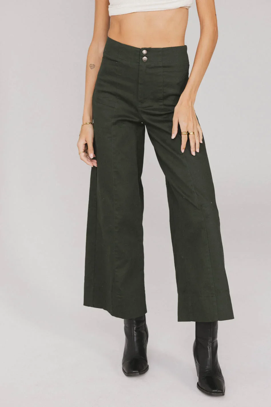 Aspen Wide Leg Pants in Hunter Green - FINAL SALE