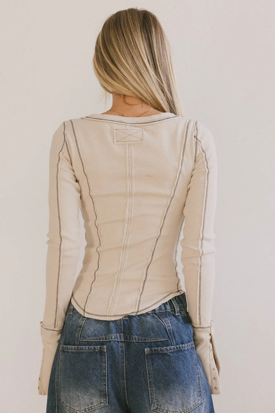 Astrid Ribbed Top in Ecru - FINAL SALE - Image 3
