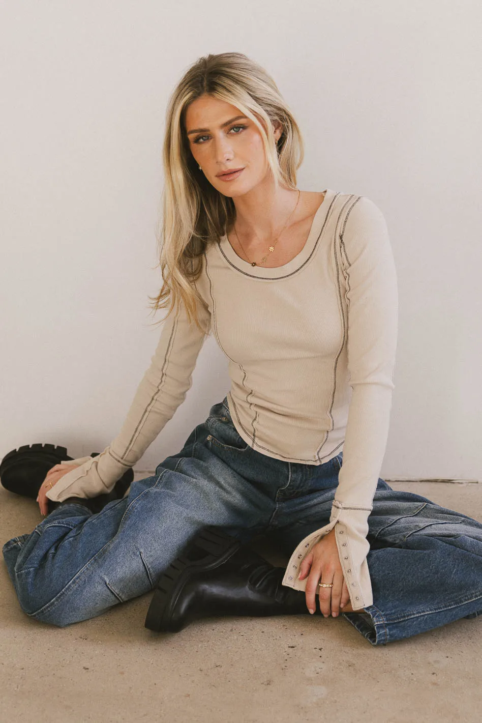 Astrid Ribbed Top in Ecru - FINAL SALE - Image 4