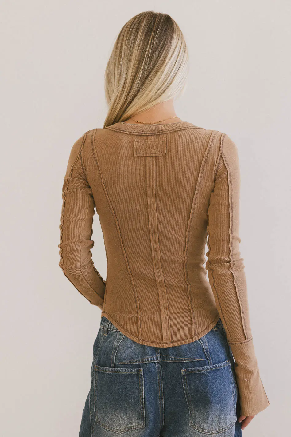 Astrid Ribbed Top in Brown - FINAL SALE - Image 3