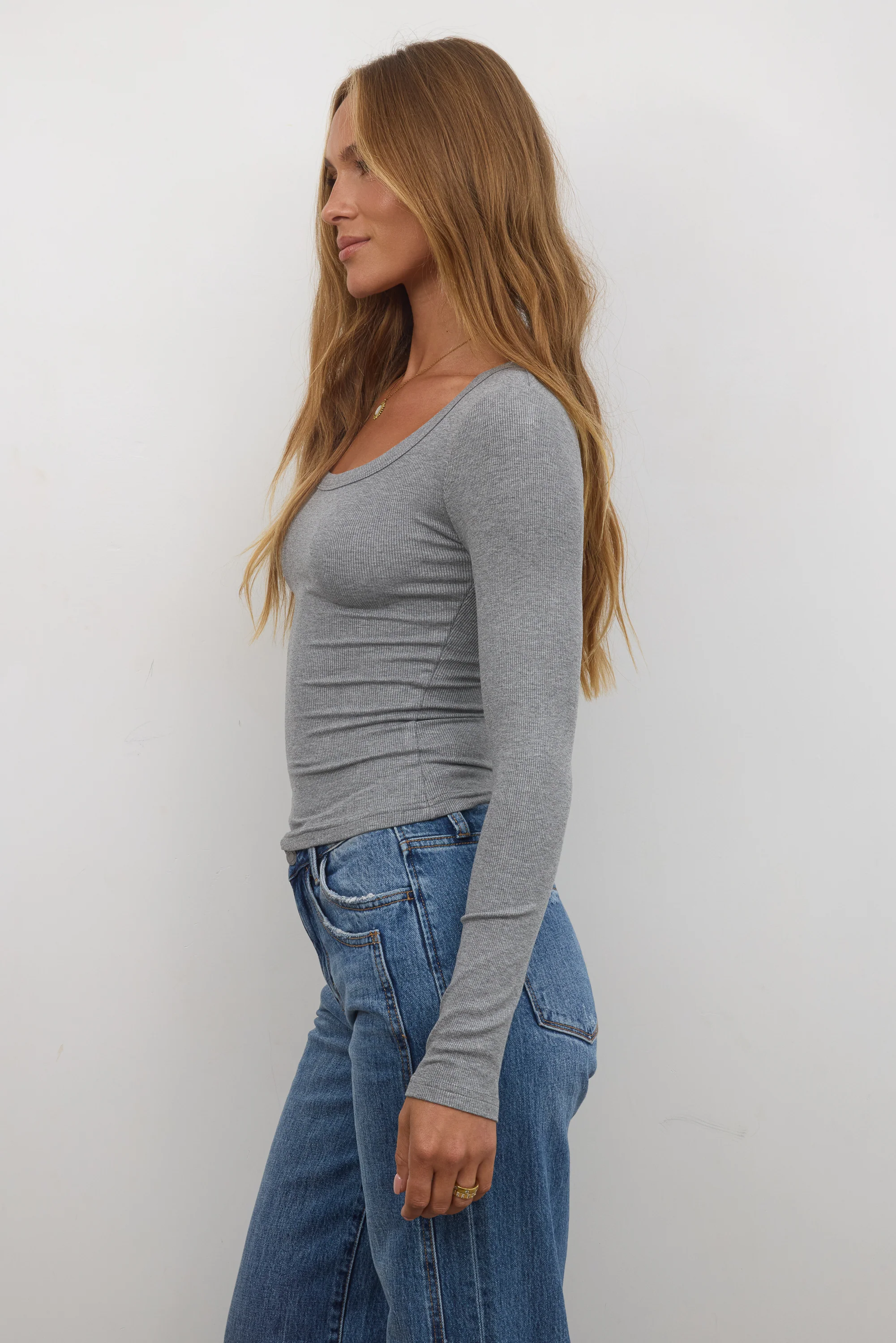 Audrey Ribbed Top in Grey - FINAL SALE - Image 3