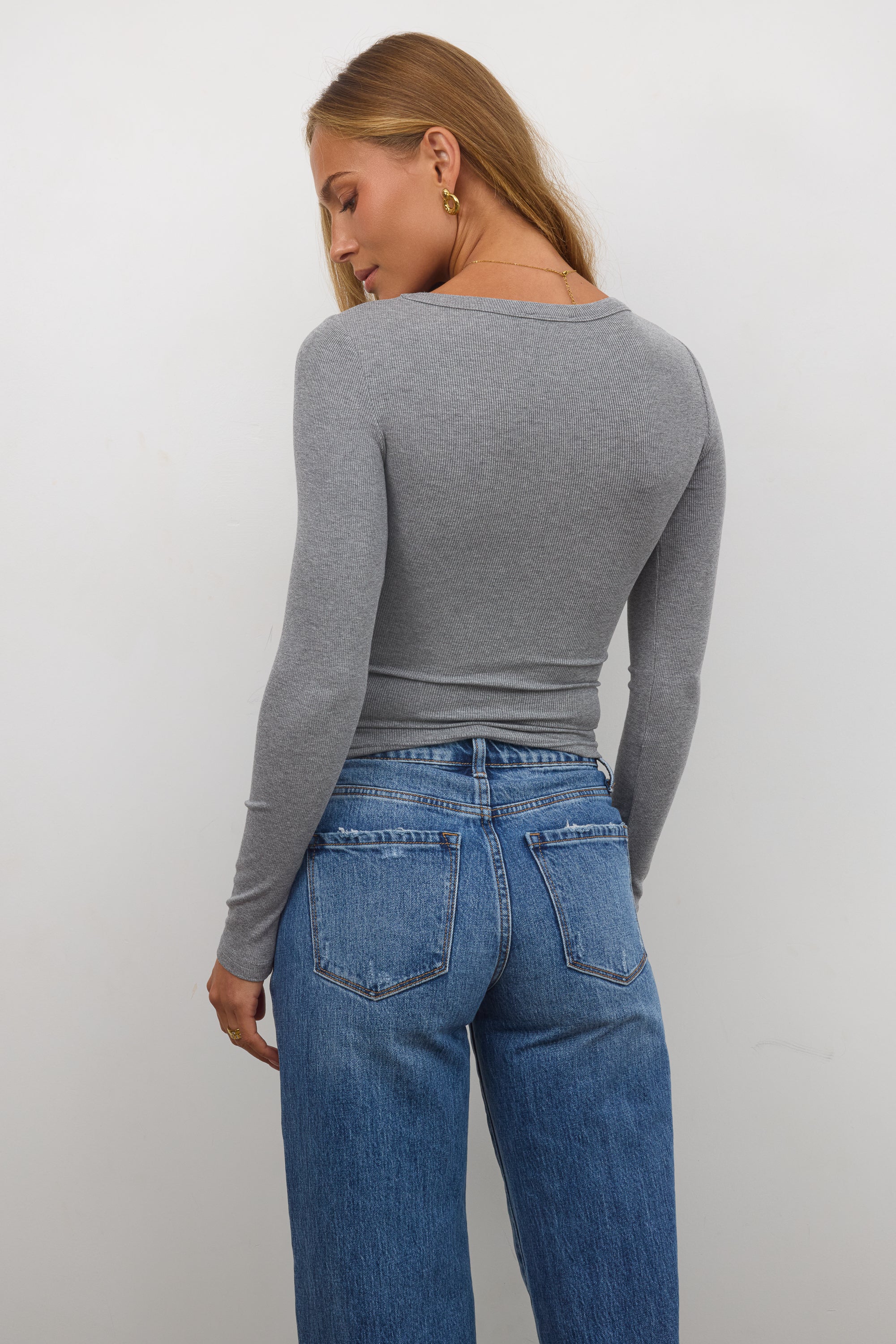 Audrey Ribbed Top in Grey - FINAL SALE - Image 4