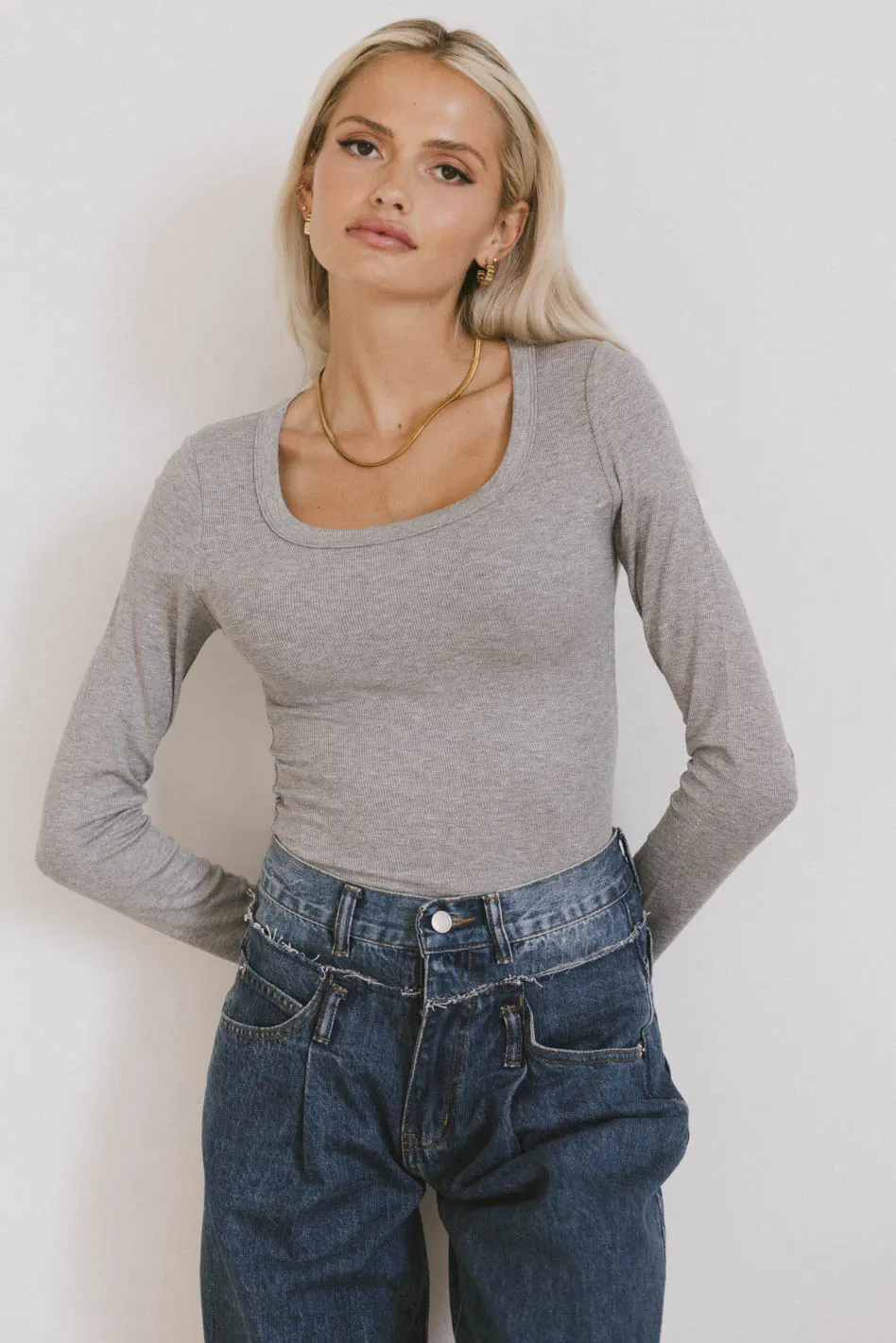Audrey Ribbed Top in Grey - FINAL SALE - Image 7