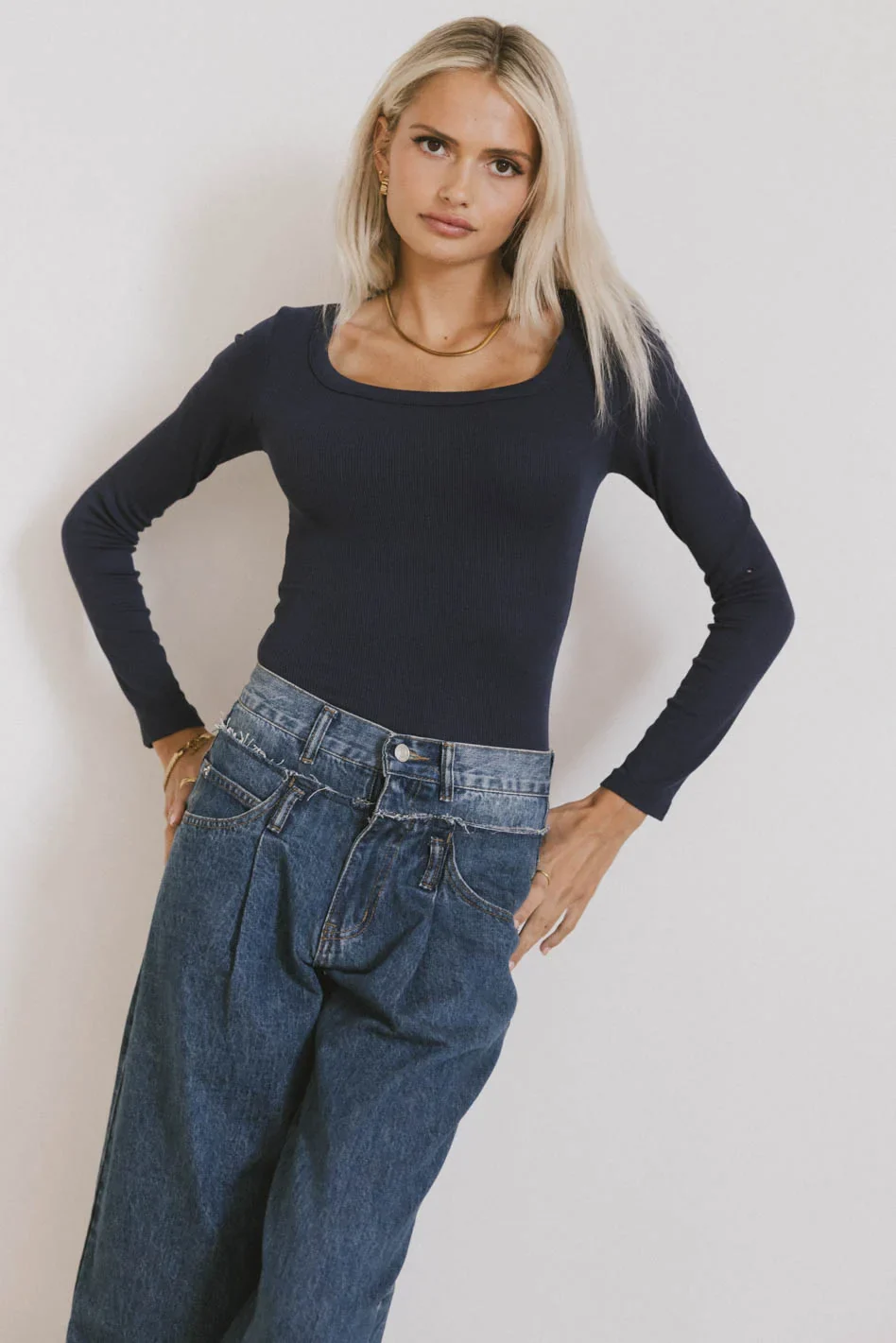 Audrey Ribbed Top in Navy - FINAL SALE - Image 5