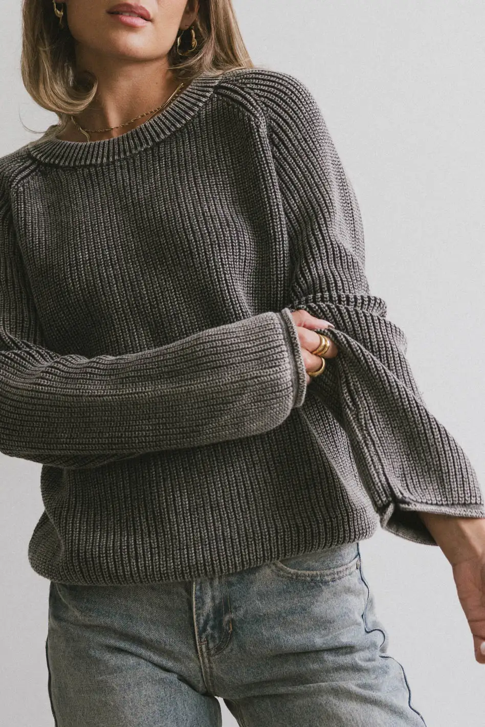 Aveline Knit Sweater in Black - FINAL SALE - Image 3