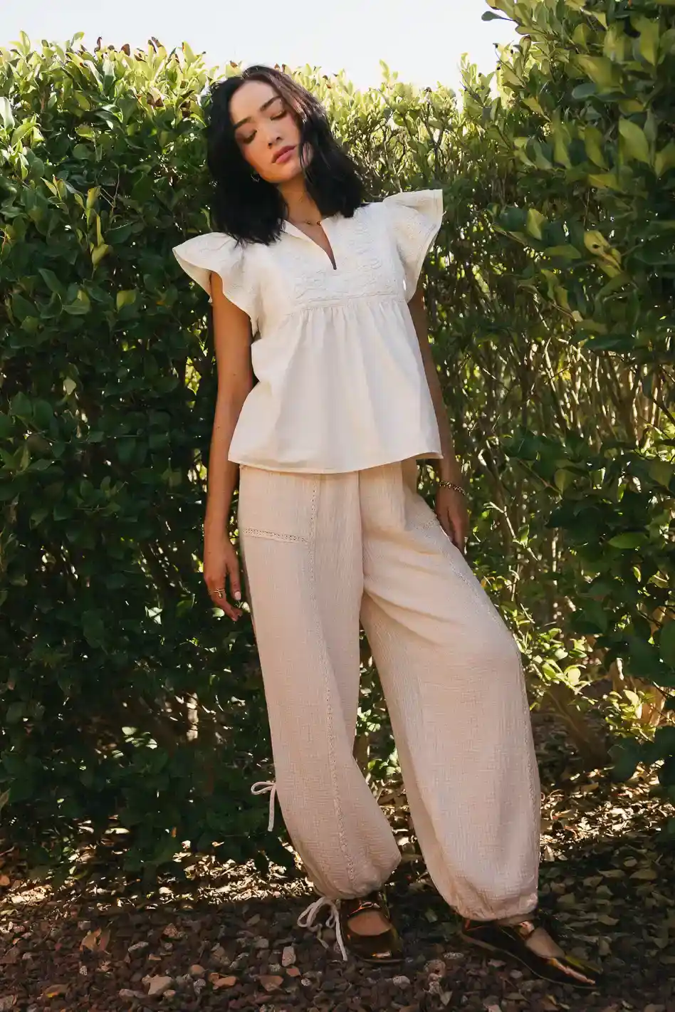 Avery Crinkle Joggers in Oatmeal - FINAL SALE - Image 3