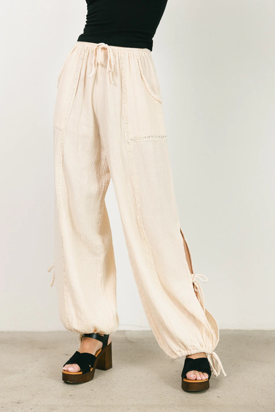 Avery Crinkle Joggers in Oatmeal - FINAL SALE - Image 6