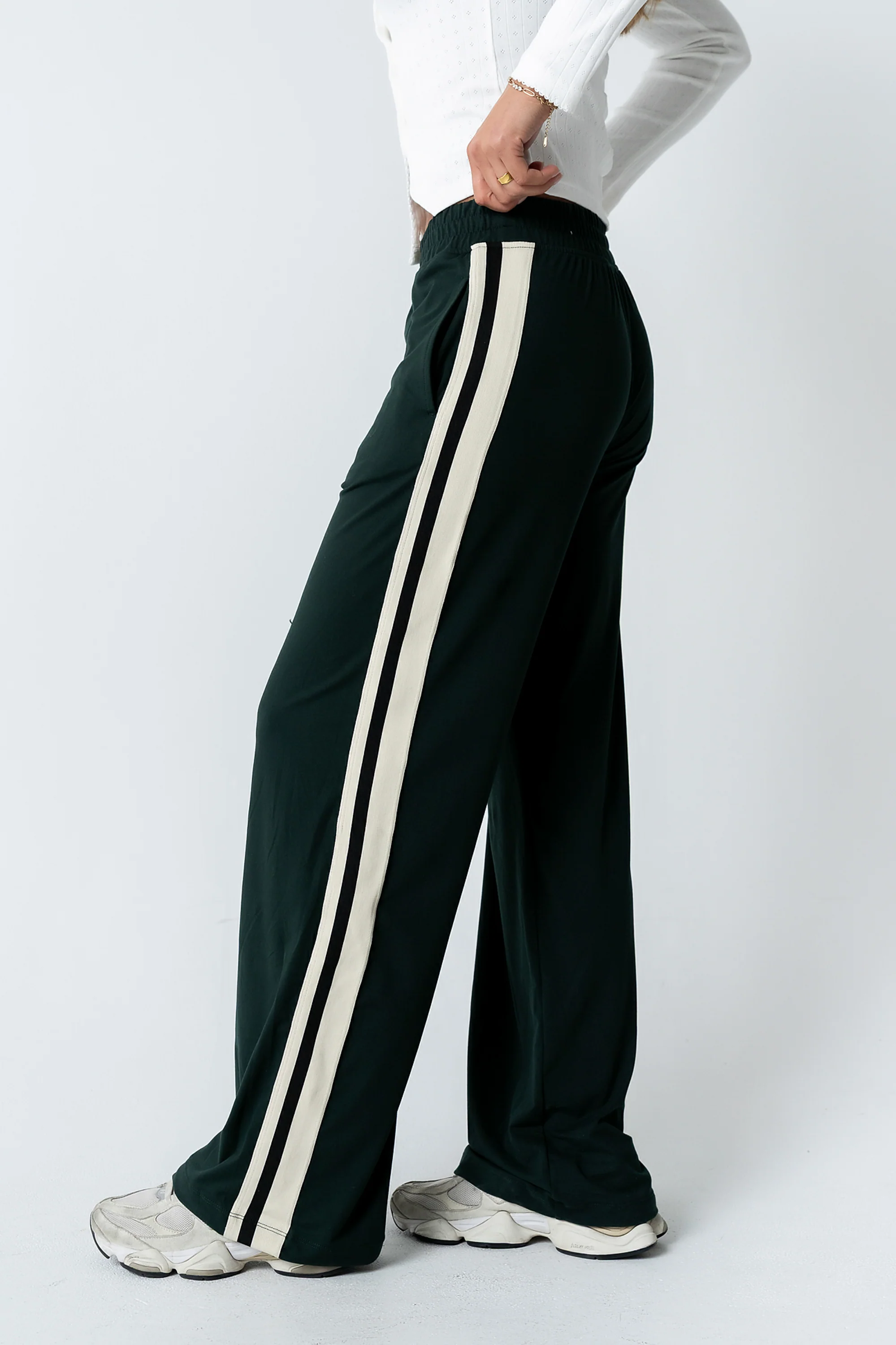 Avery Striped Pants in Green - FINAL SALE