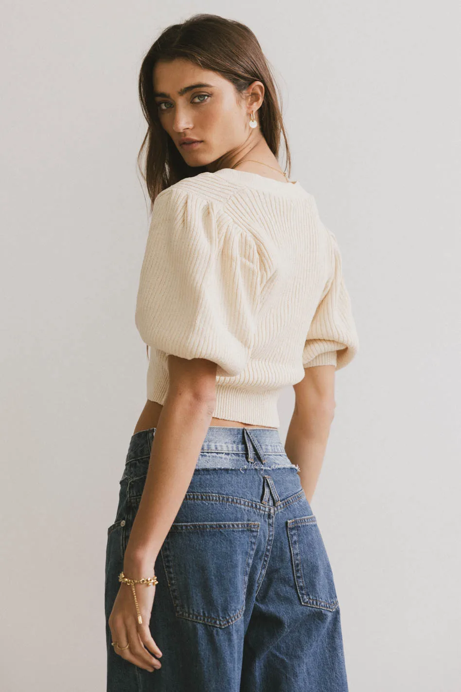 Axton Knit Cardigan in Natural - FINAL SALE - Image 2