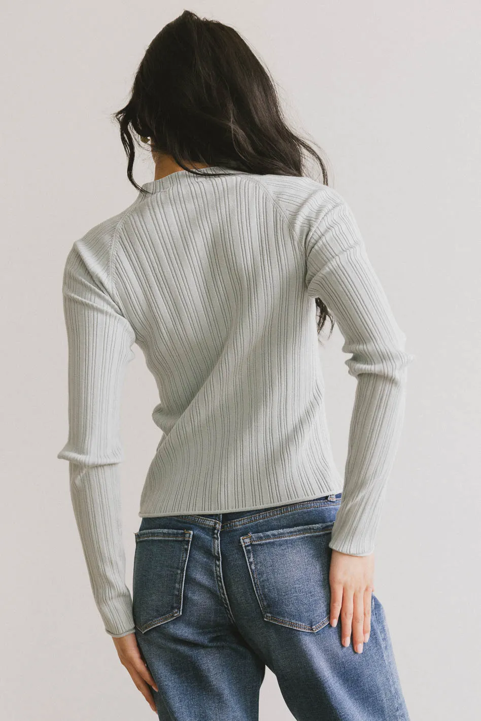 Azizi Ribbed Top in Dusty Blue - FINAL SALE - Image 3