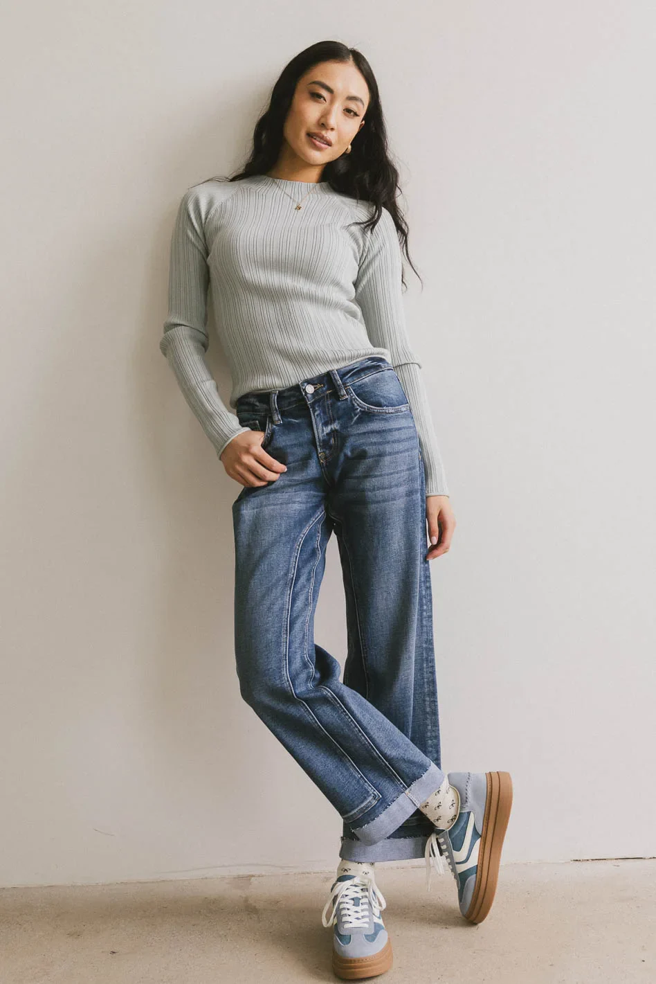 Azizi Ribbed Top in Dusty Blue - FINAL SALE - Image 5