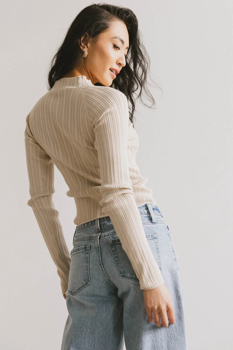 Azizi Ribbed Top in Beige - FINAL SALE - Image 2