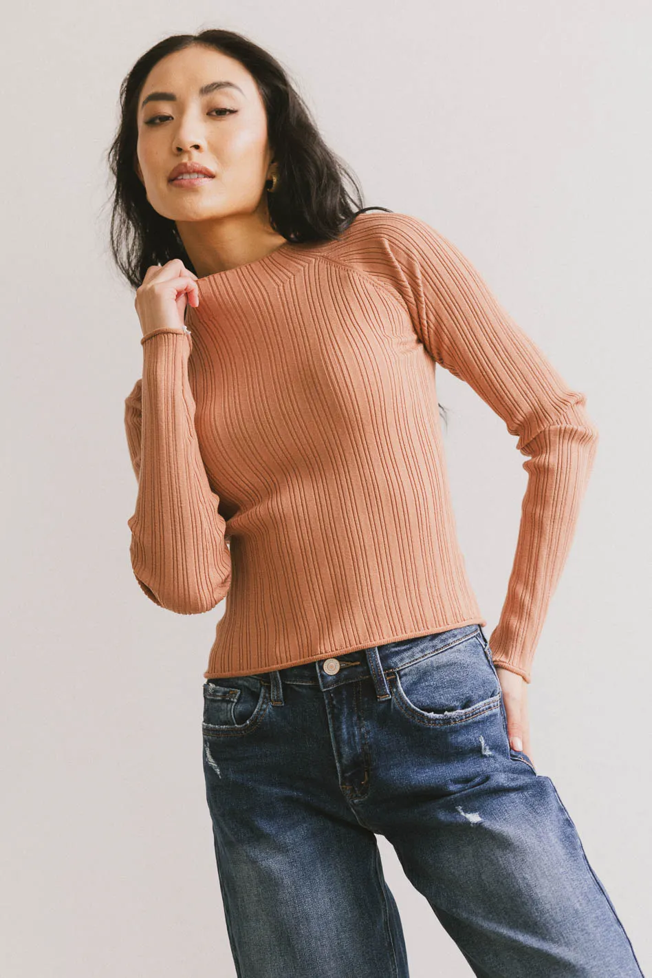 Azizi Ribbed Top in Clay - FINAL SALE - Image 2