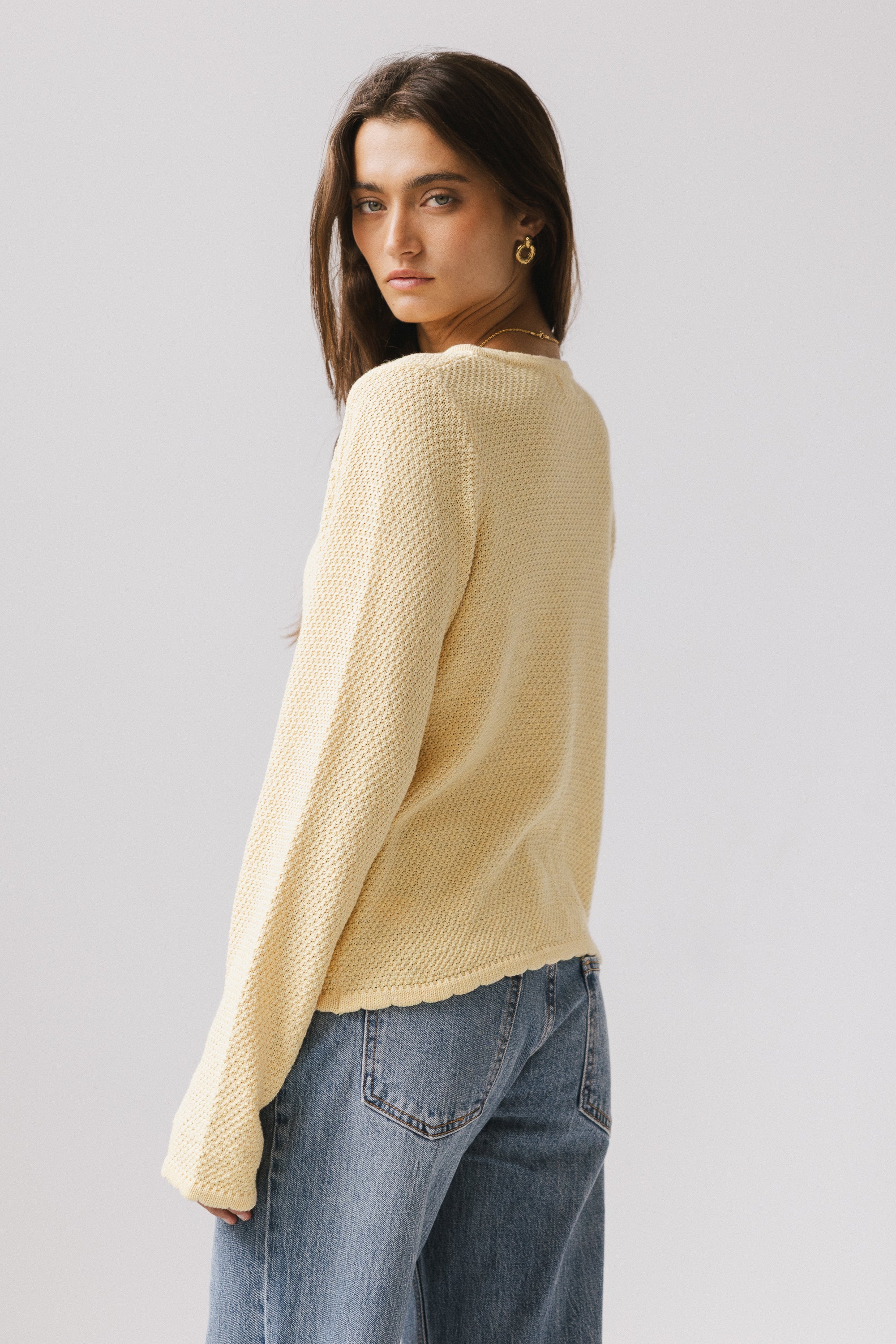 Azuline Knit Cardigan in Yellow - FINAL SALE - Image 3