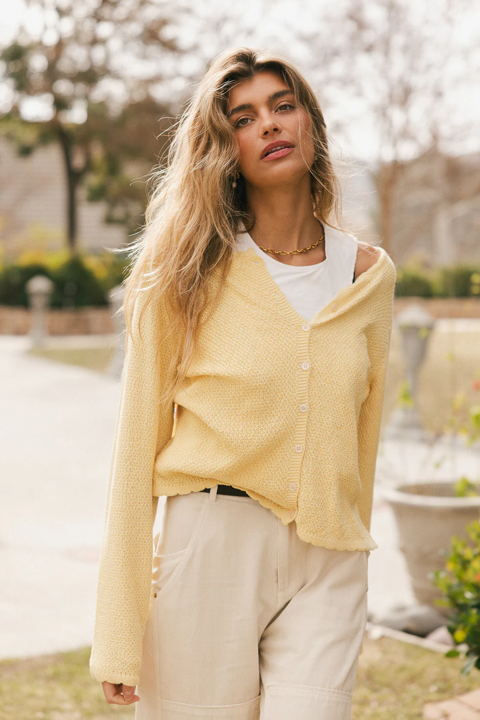 Azuline Knit Cardigan in Yellow - FINAL SALE - Image 5