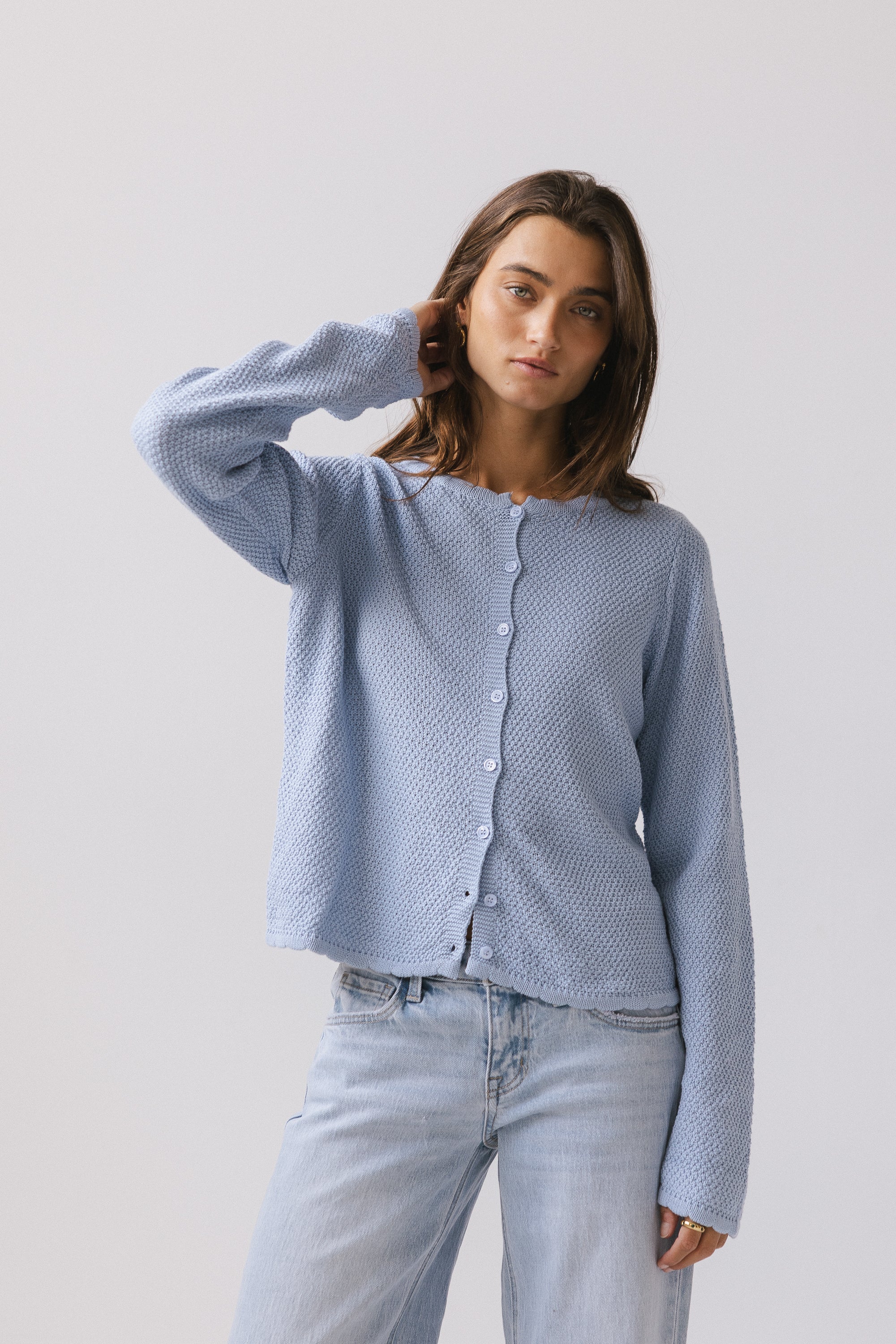 Azuline Knit Cardigan in Powder Blue - Image 2