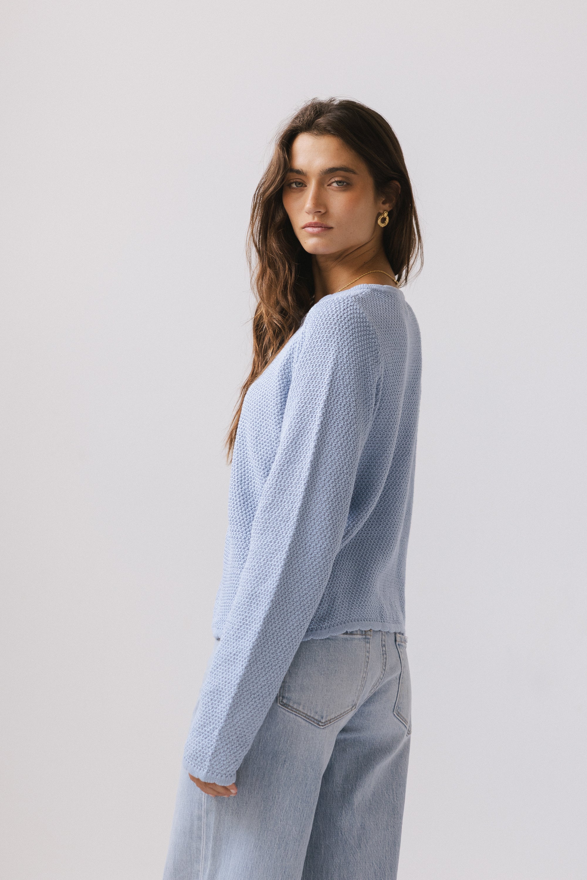 Azuline Knit Cardigan in Powder Blue - Image 3