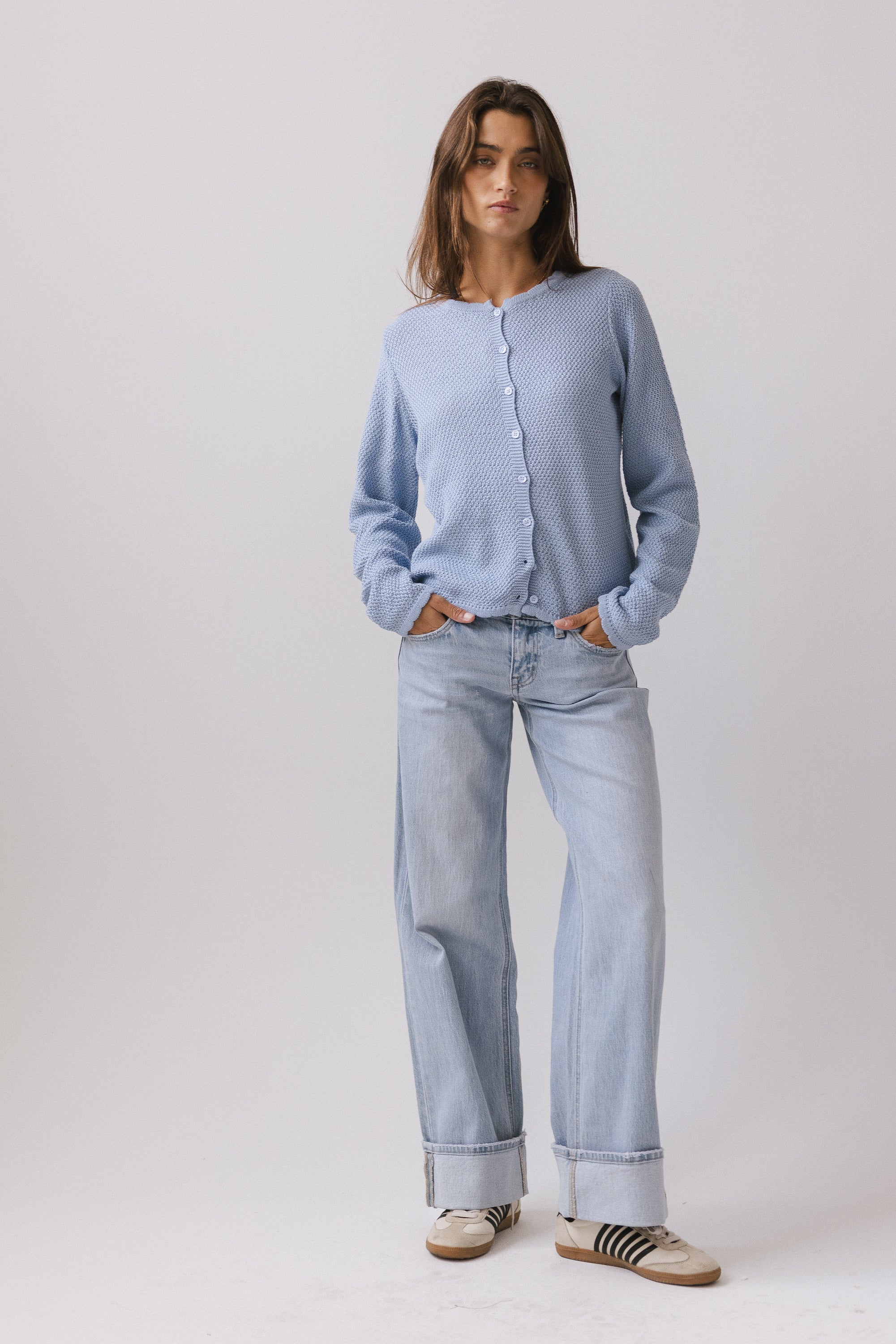 Azuline Knit Cardigan in Powder Blue - Image 4