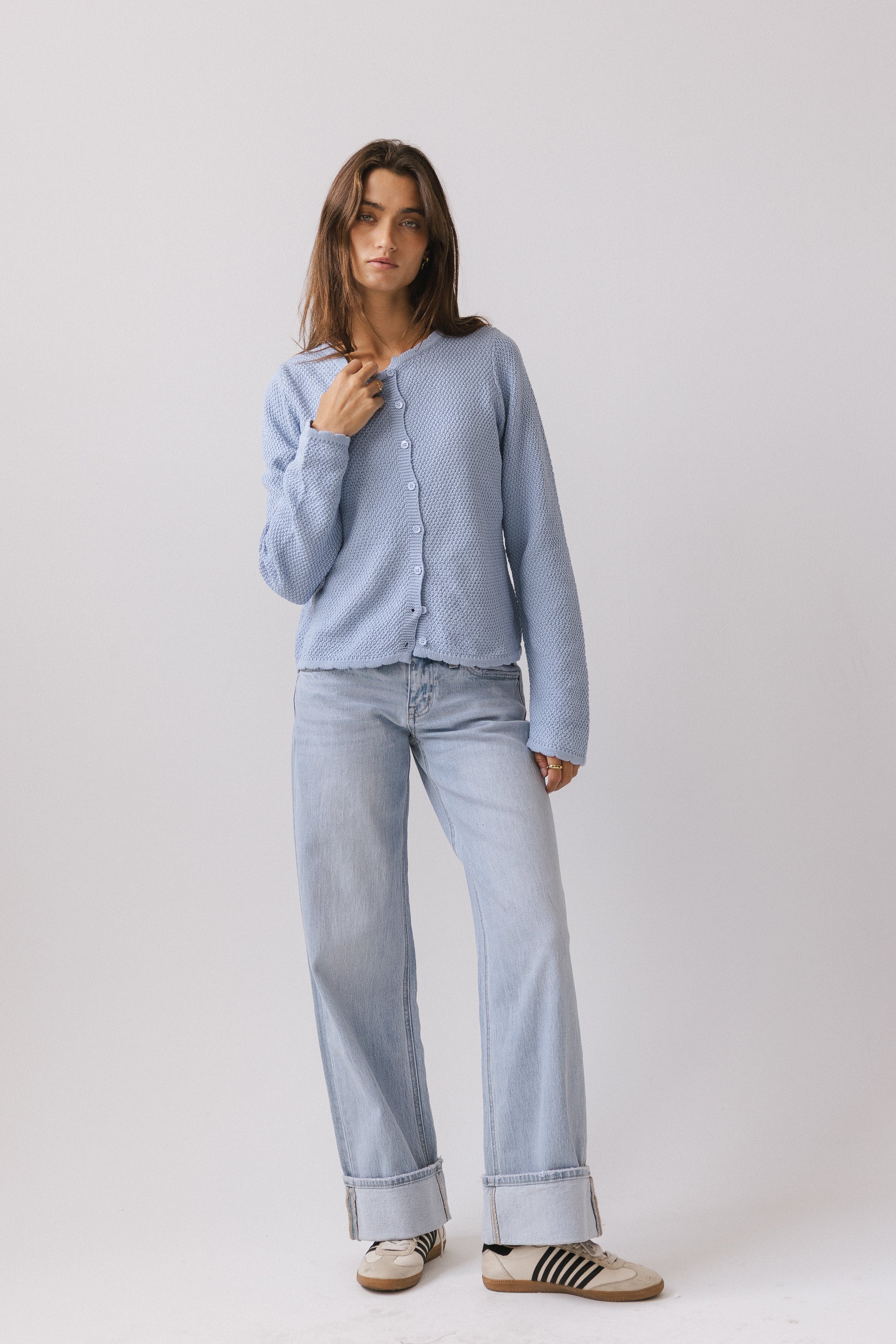 Azuline Knit Cardigan in Powder Blue - Image 5