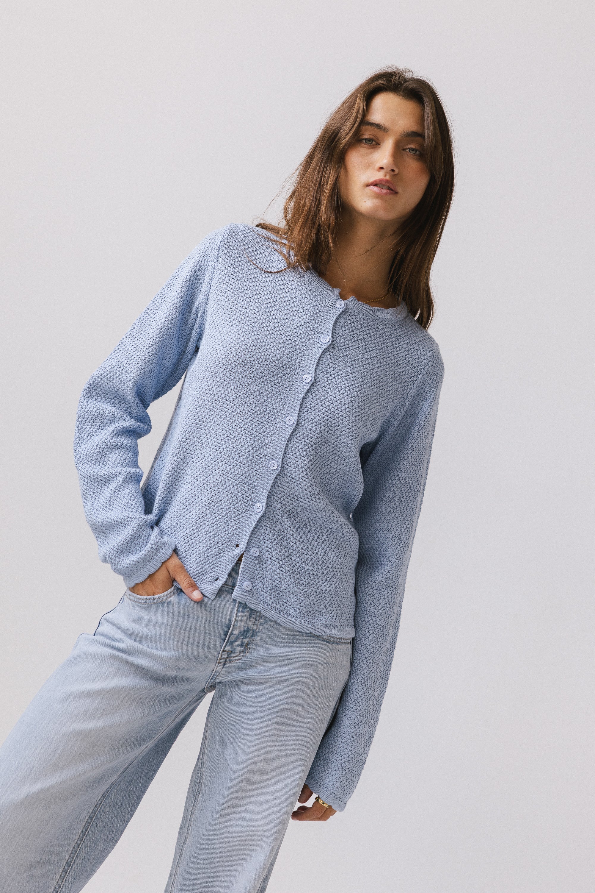 Azuline Knit Cardigan in Powder Blue - Image 6