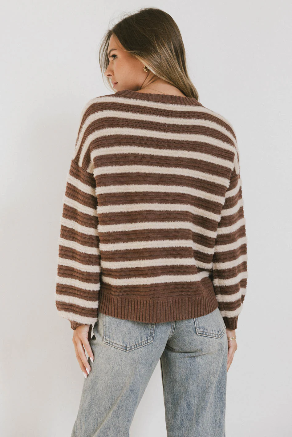 Azuline Striped Sweater in Brown - FINAL SALE - Image 2