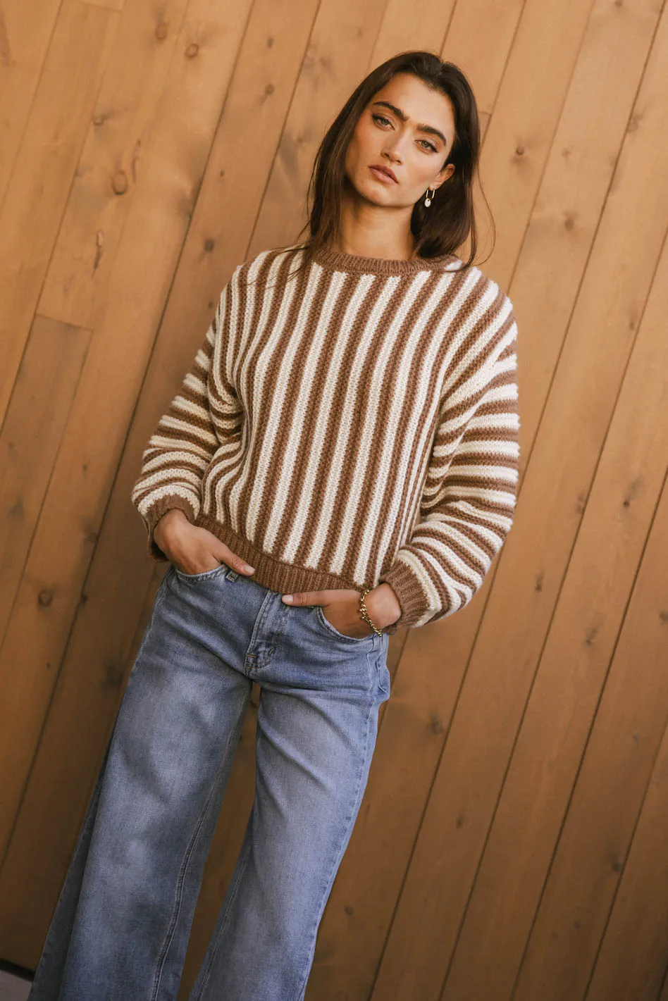 Baila Striped Sweater in Mocha - FINAL SALE - Image 3