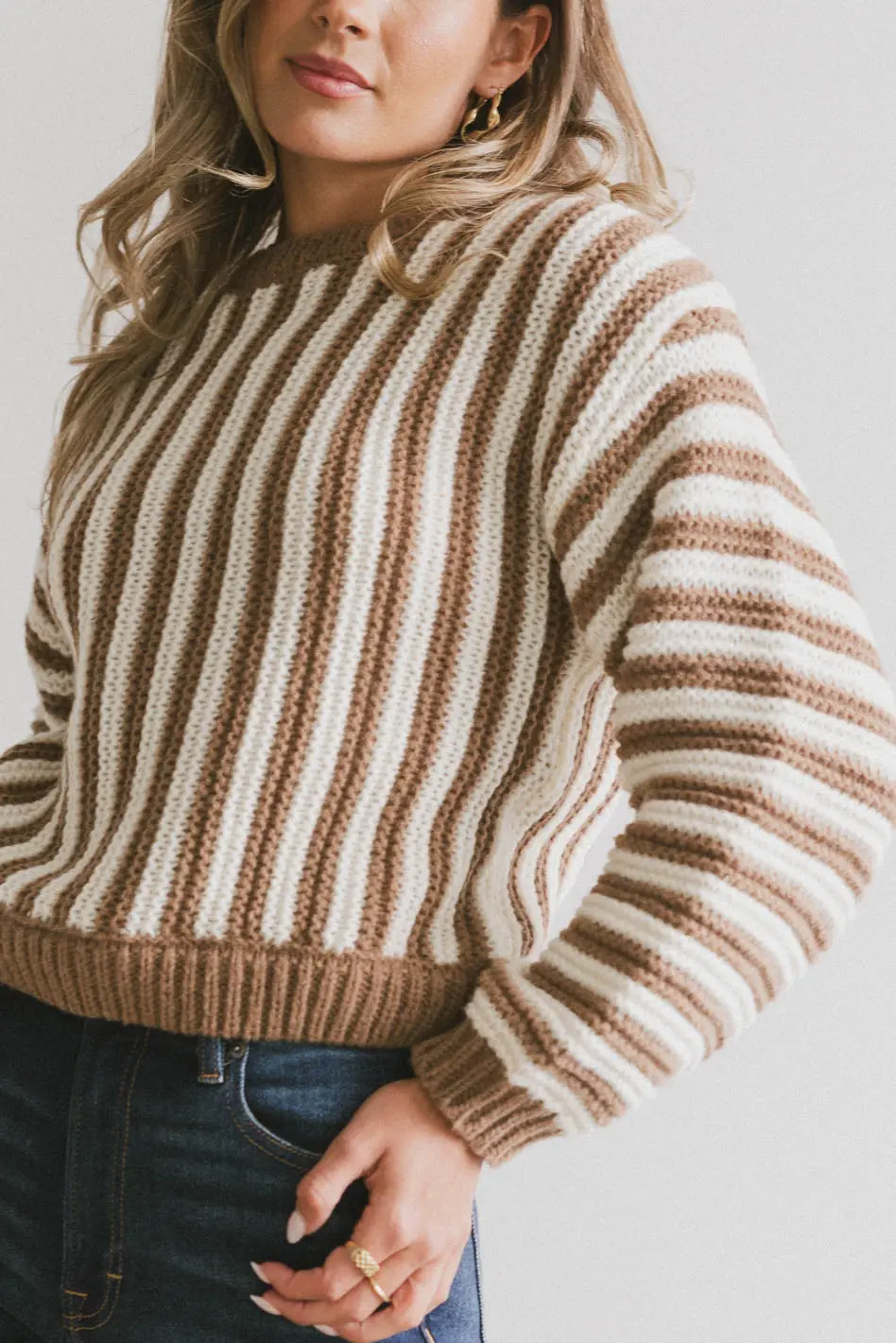 Baila Striped Sweater in Mocha - FINAL SALE - Image 5