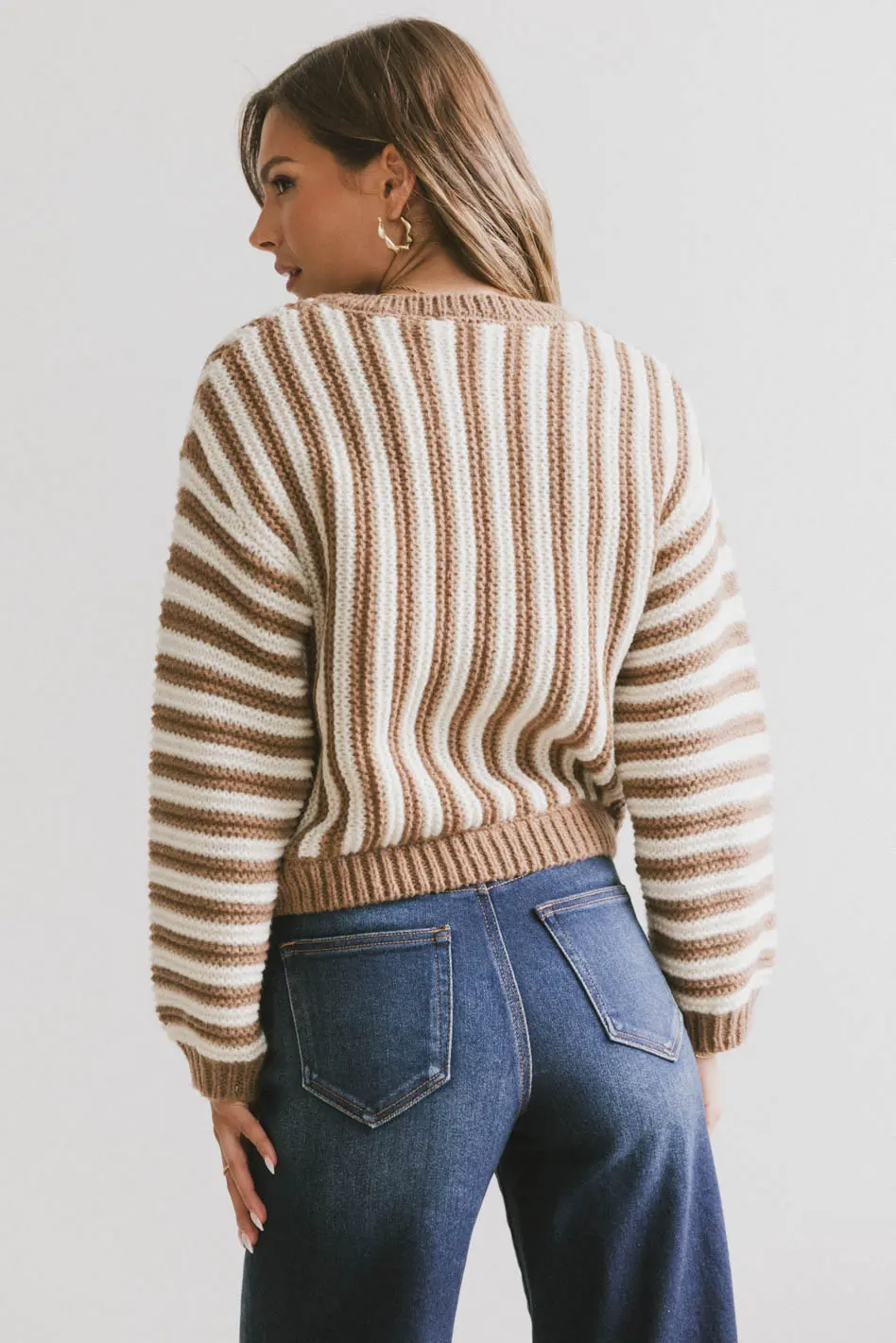 Baila Striped Sweater in Mocha - FINAL SALE - Image 6
