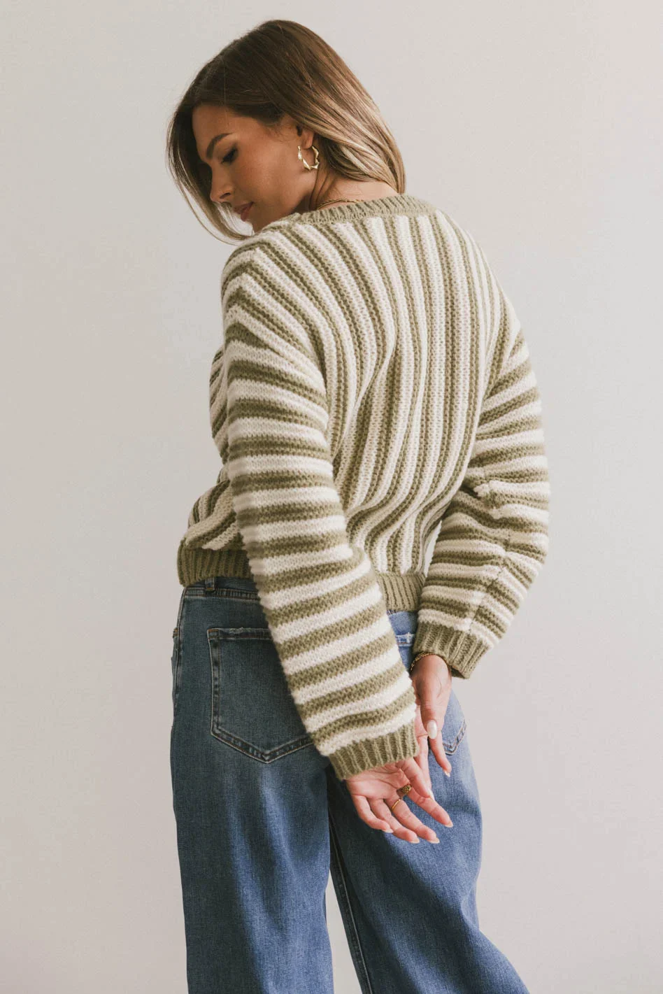 Baila Striped Sweater in Moss - FINAL SALE - Image 2