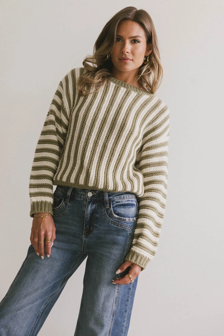 Baila Striped Sweater in Moss - FINAL SALE - Image 3