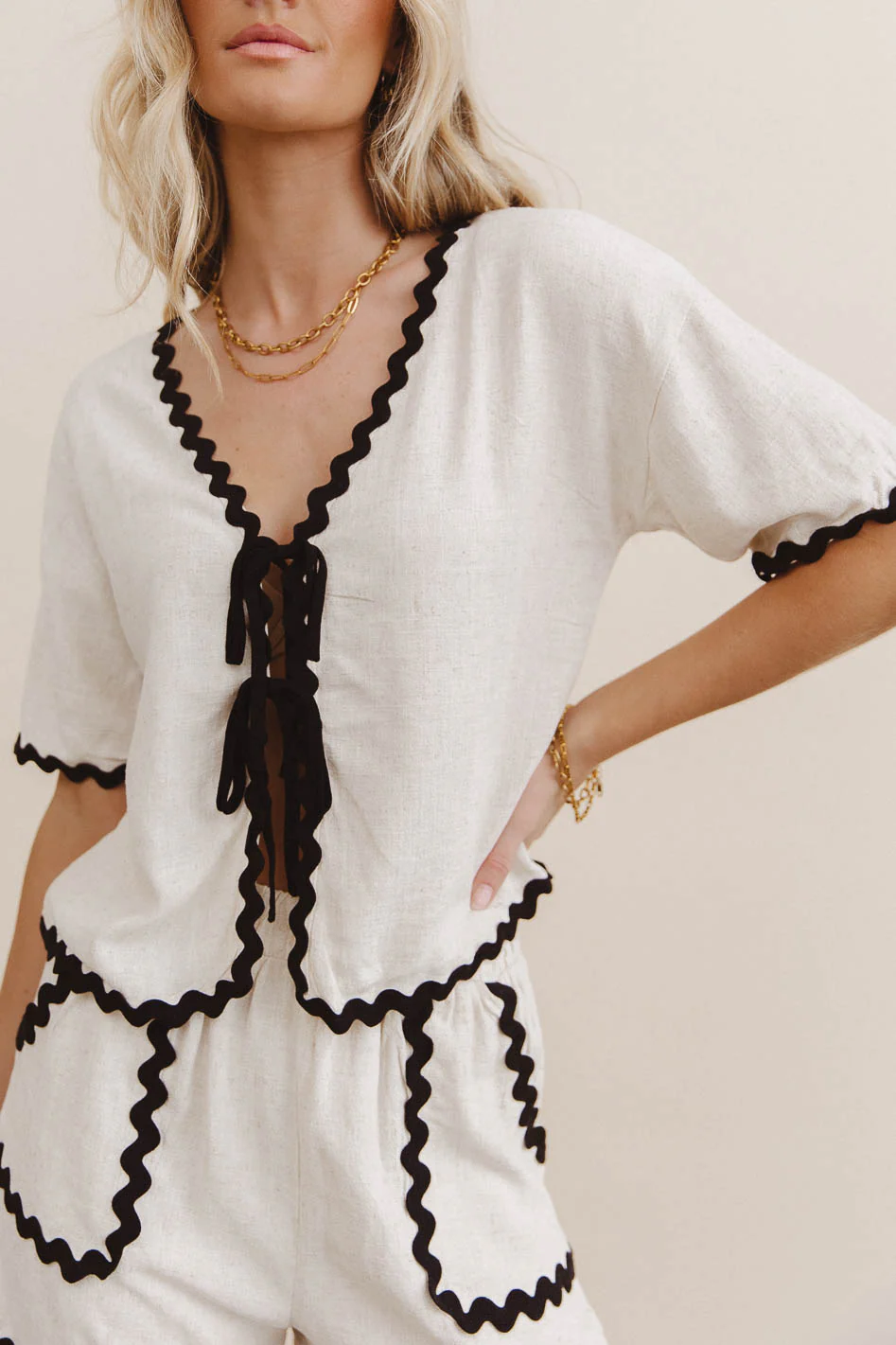 Bailey Ric Rac Tie Front Top - Image 2