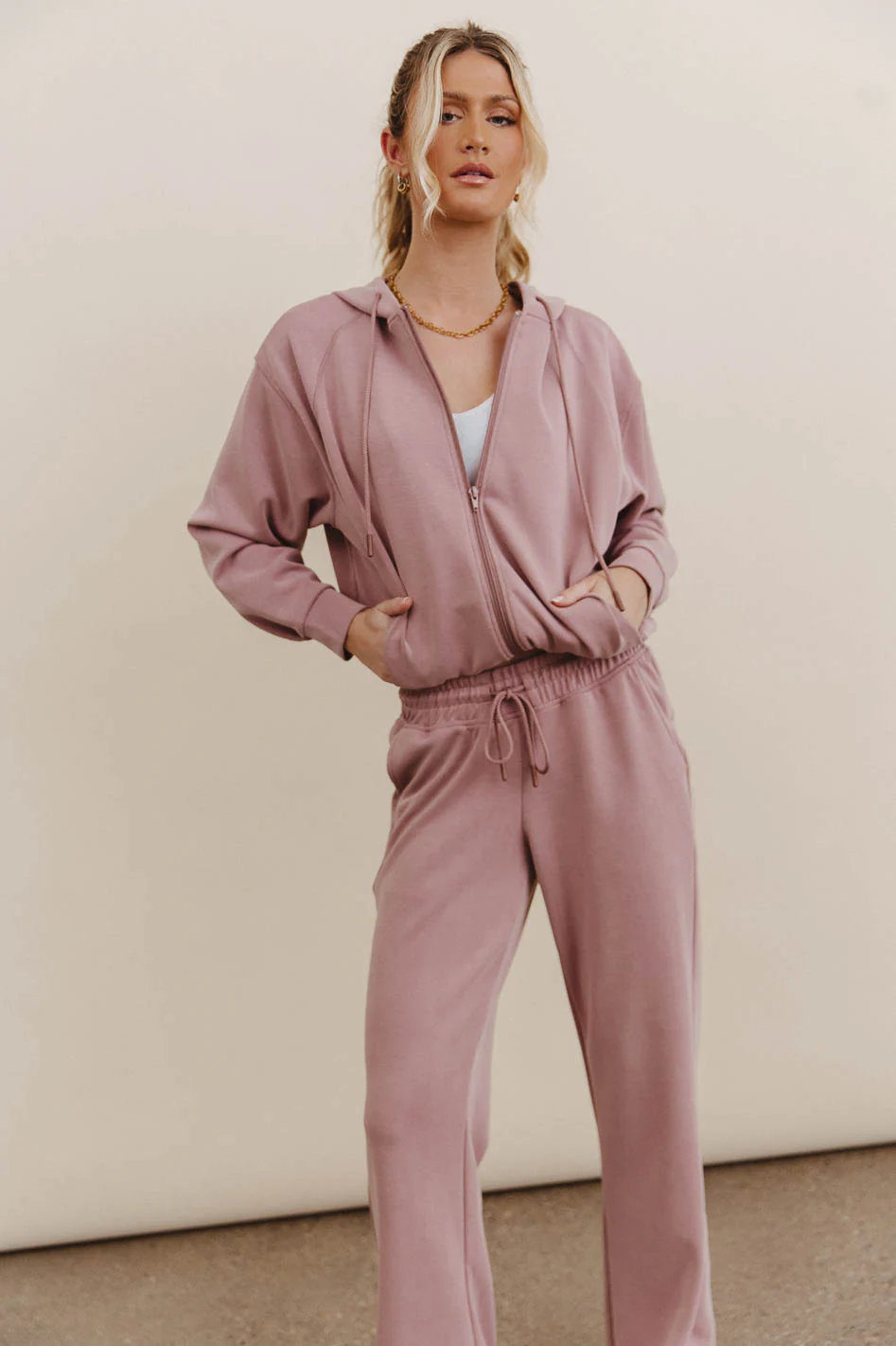Balance Zip Up Hoodie in Mauve - FINAL SALE - Image 3