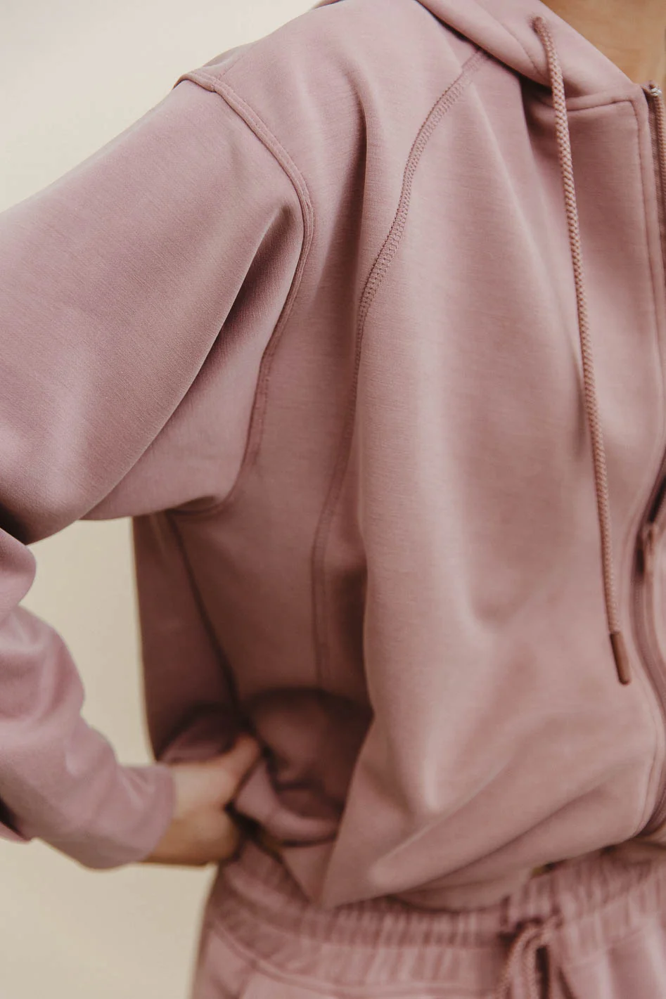 Balance Zip Up Hoodie in Mauve - FINAL SALE - Image 5