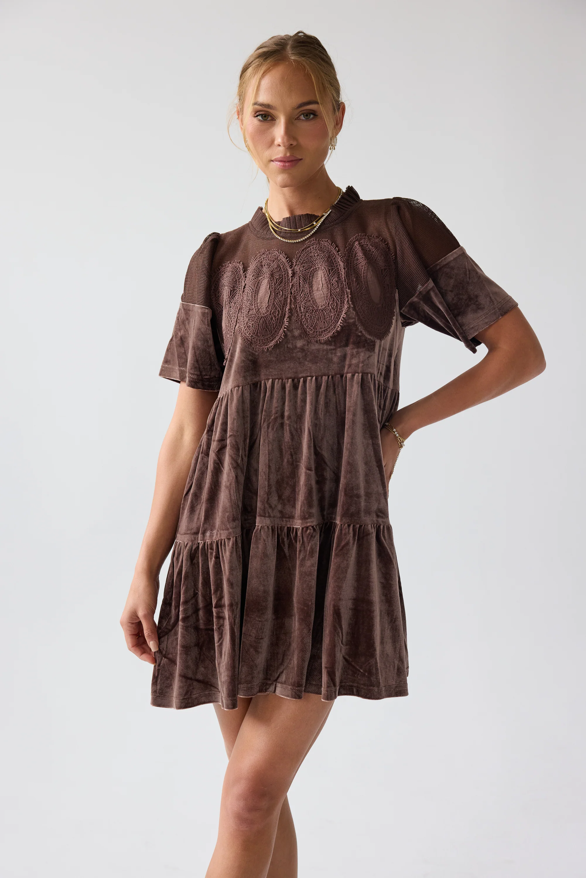 Banks Velvet Mini Dress in Brown - FINAL SALE