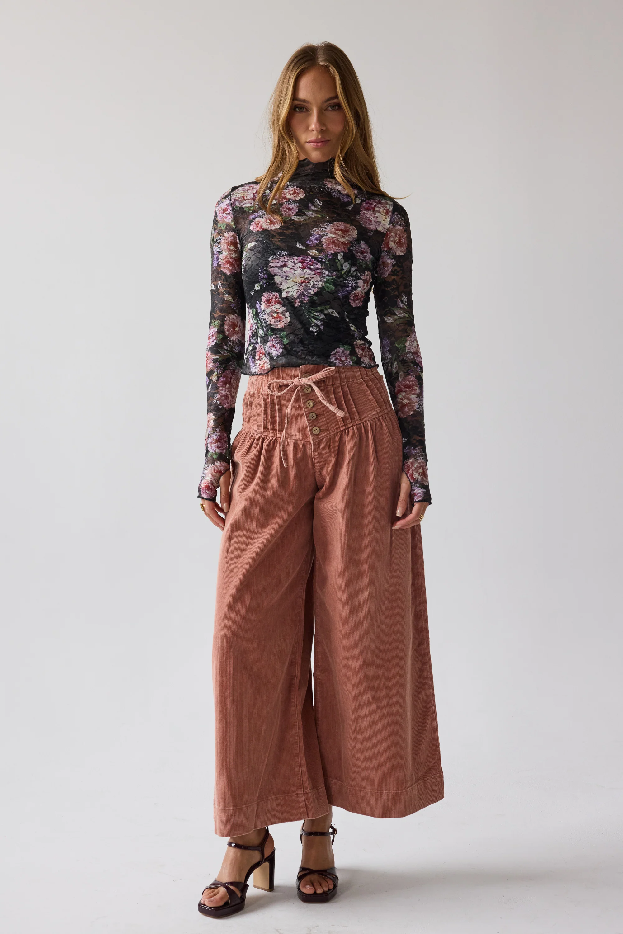 Barkley Corduroy Wide Leg Pants in Rust - FINAL SALE - Image 2