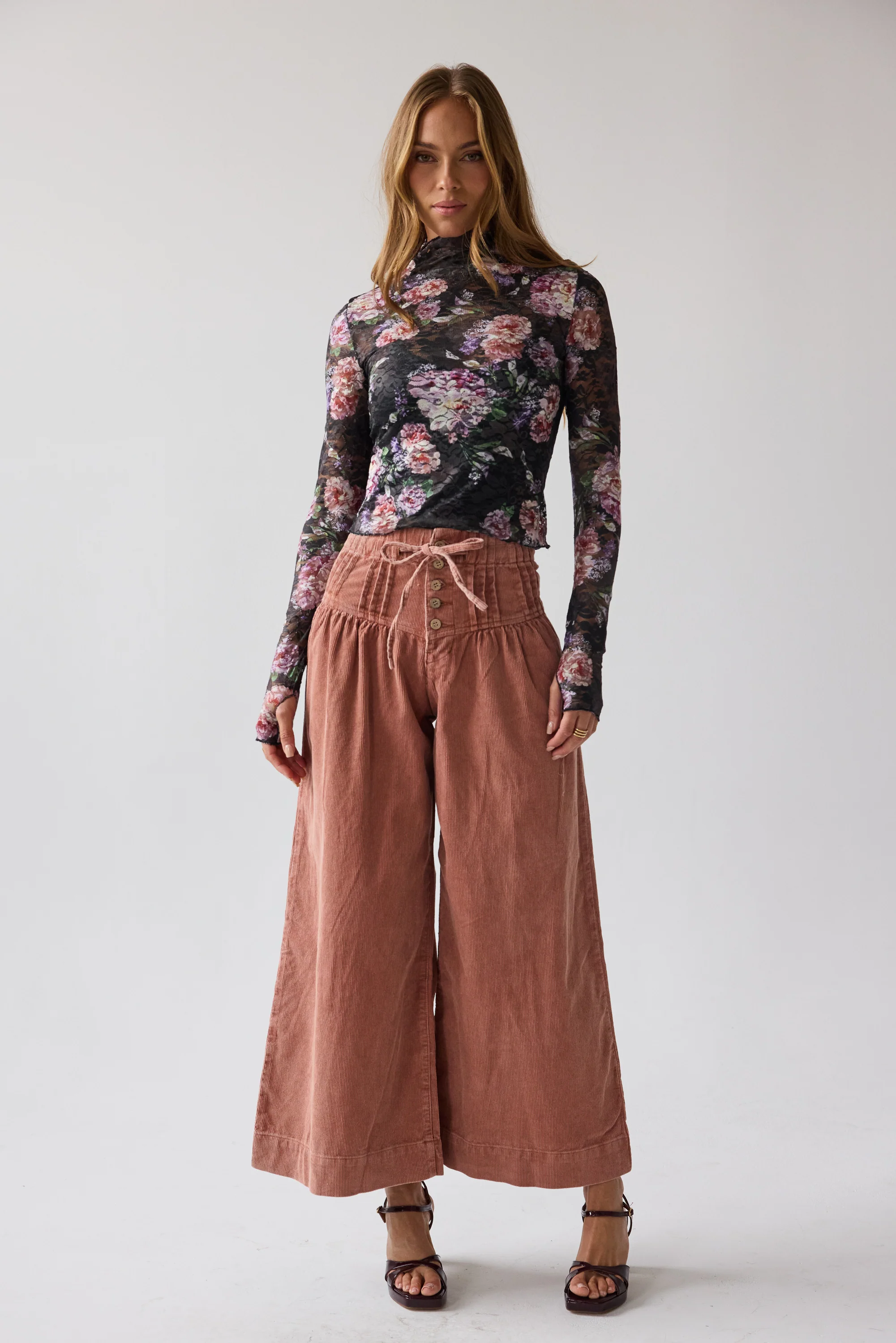 Barkley Corduroy Wide Leg Pants in Rust - FINAL SALE - Image 4