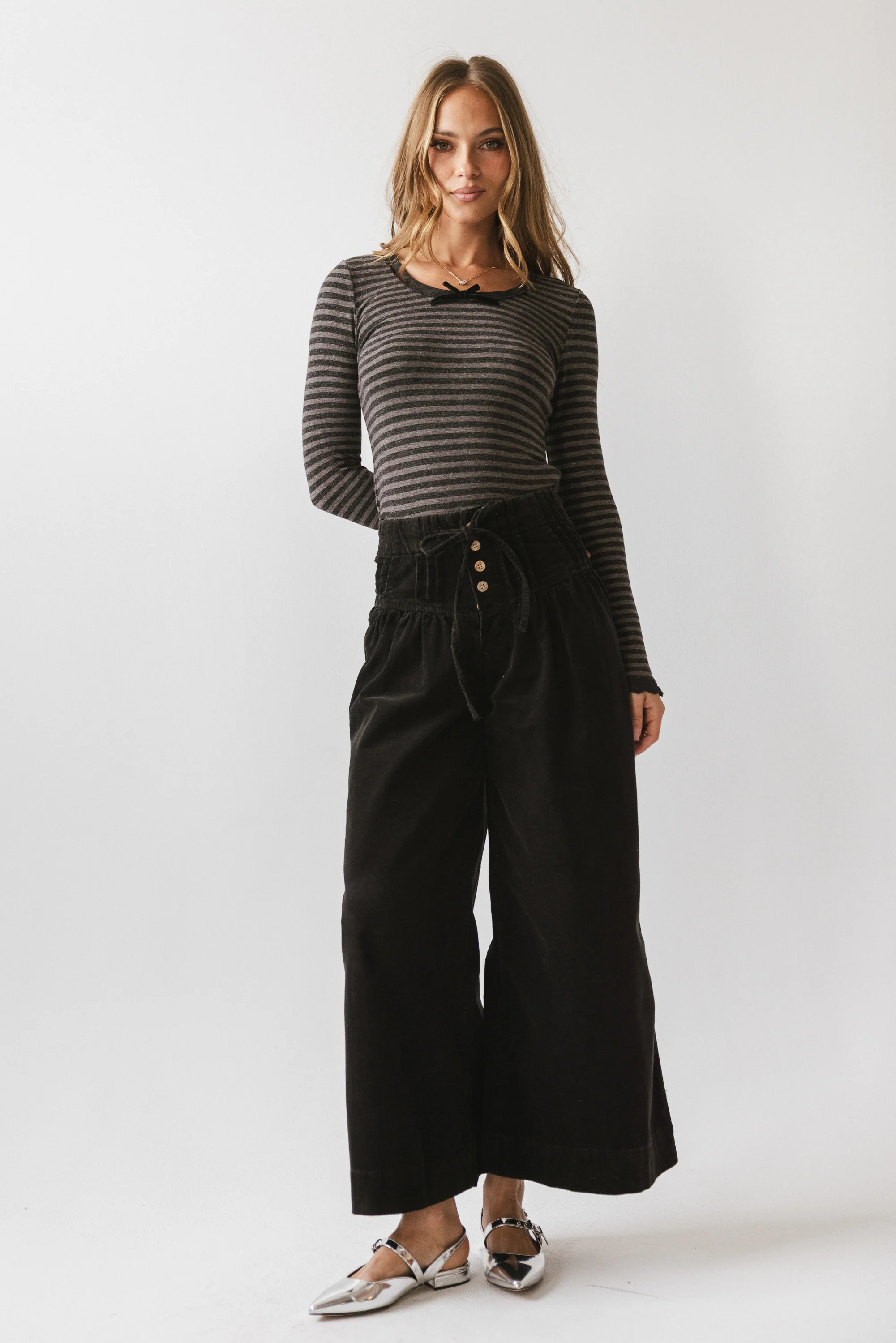 Barkley Corduroy Wide Leg Pants in Charcoal - FINAL SALE - Image 5