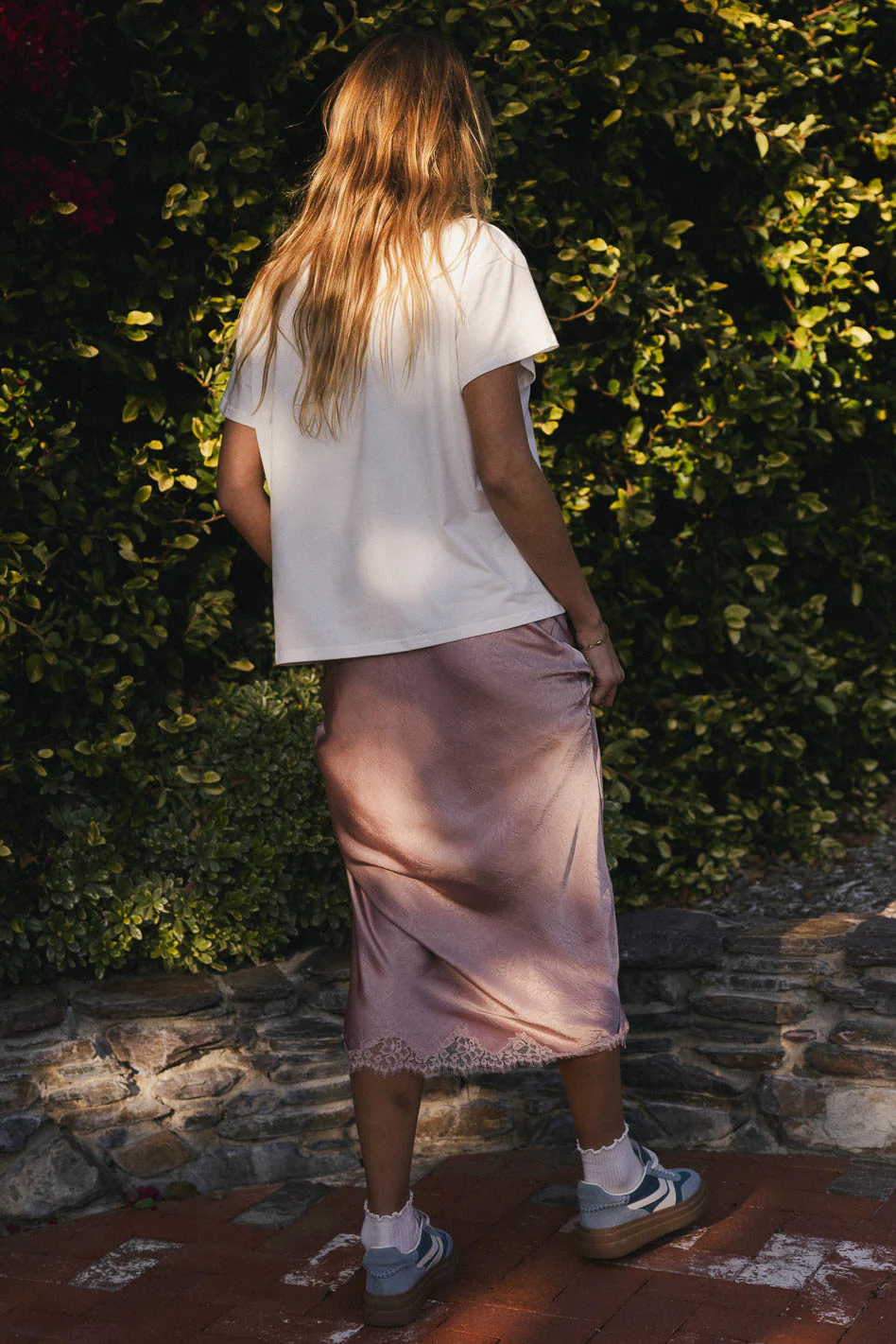 Beau Lace Trim Midi Skirt in Mauve - FINAL SALE - Image 4