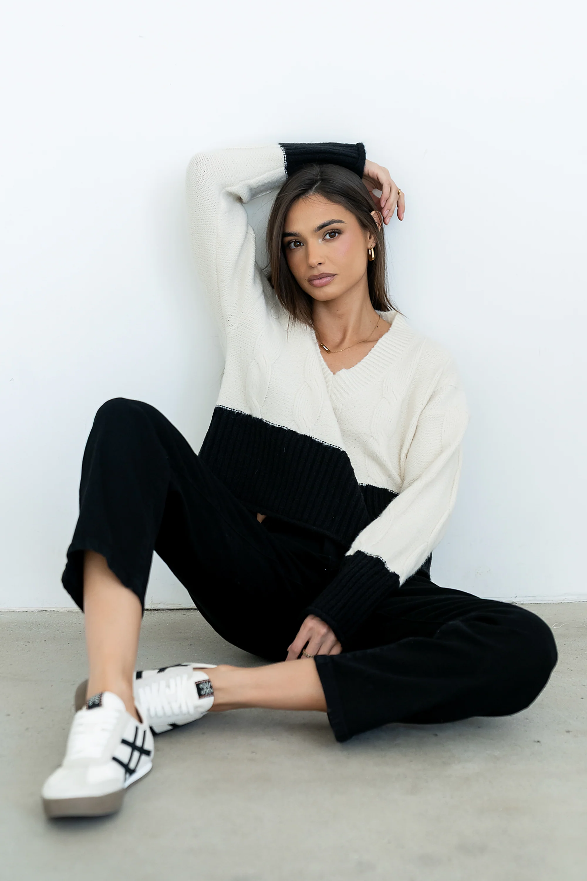 Beckham Cable Knit Sweater in Oatmeal - FINAL SALE - Image 3