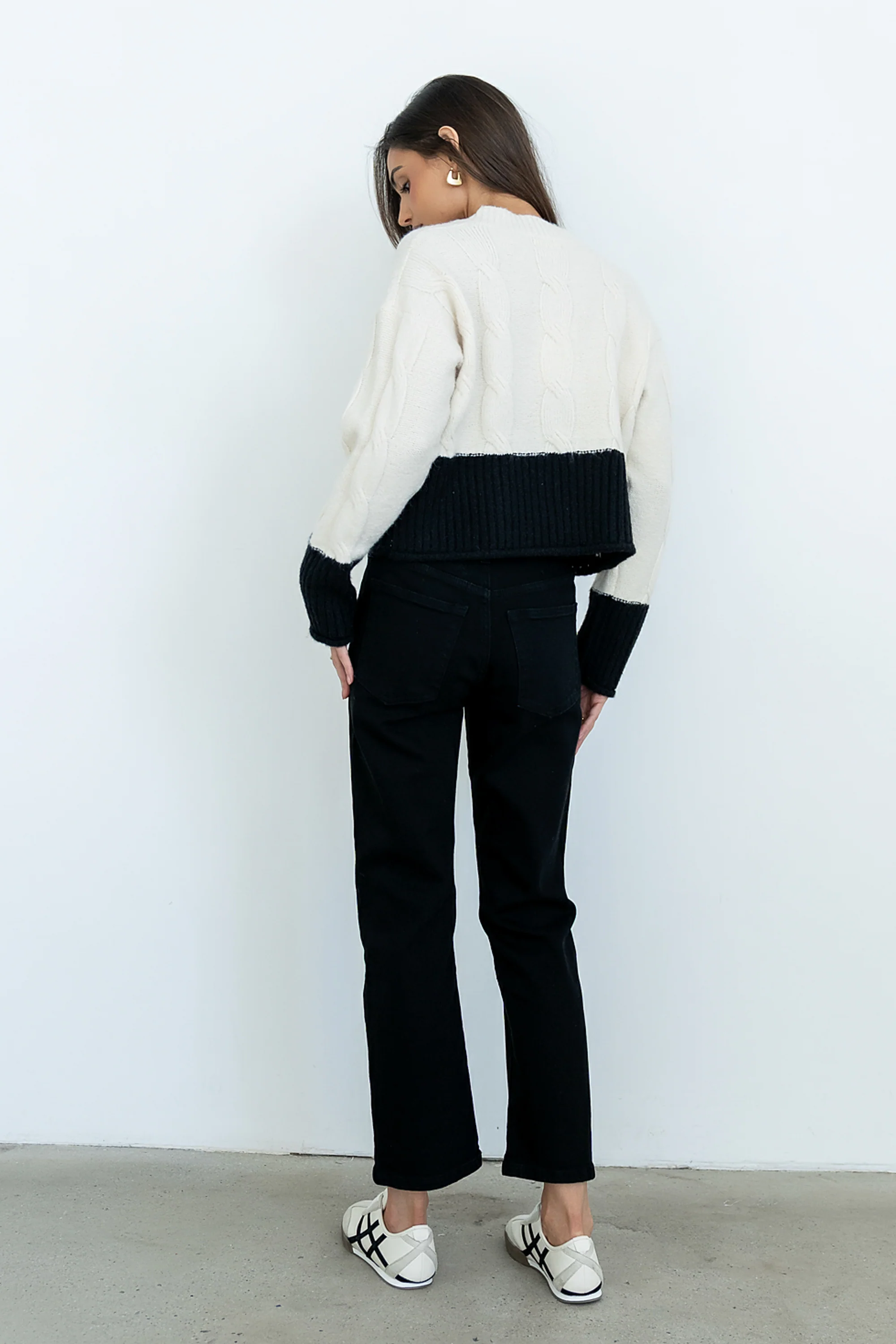 Beckham Cable Knit Sweater in Oatmeal - FINAL SALE - Image 6