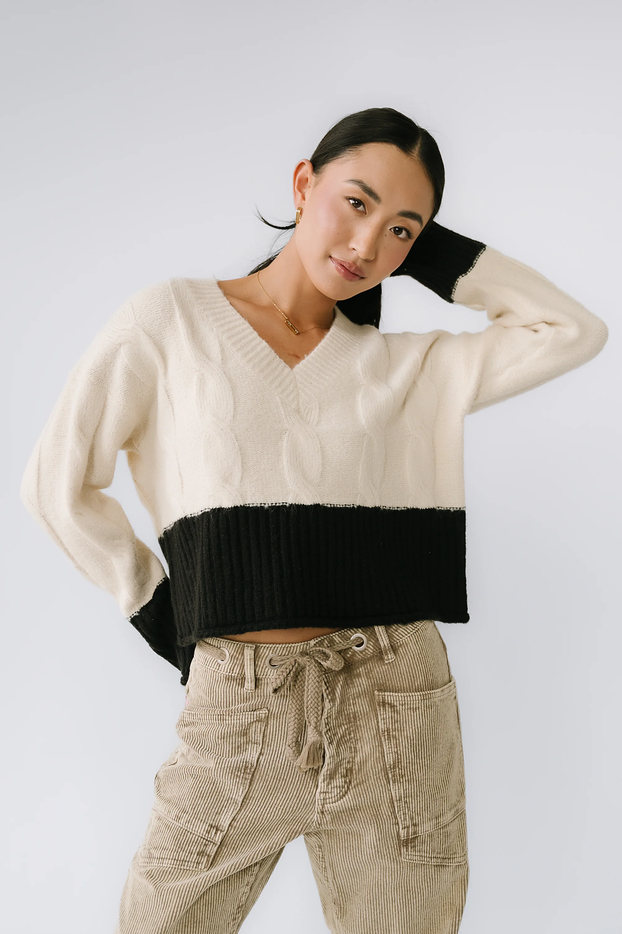 Beckham Cable Knit Sweater in Oatmeal - FINAL SALE - Image 9