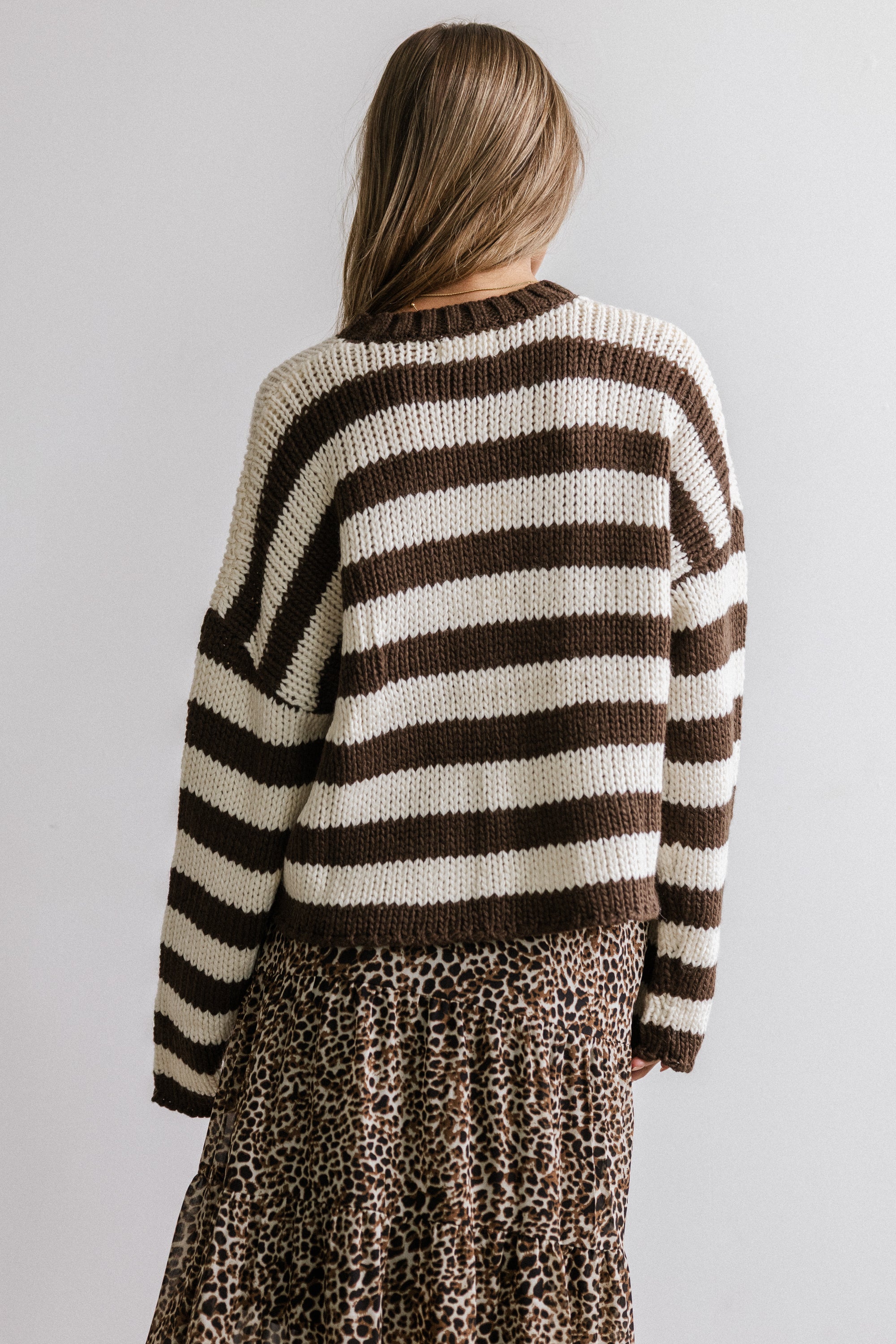 Beckam Striped Sweater in Mocha - Image 3