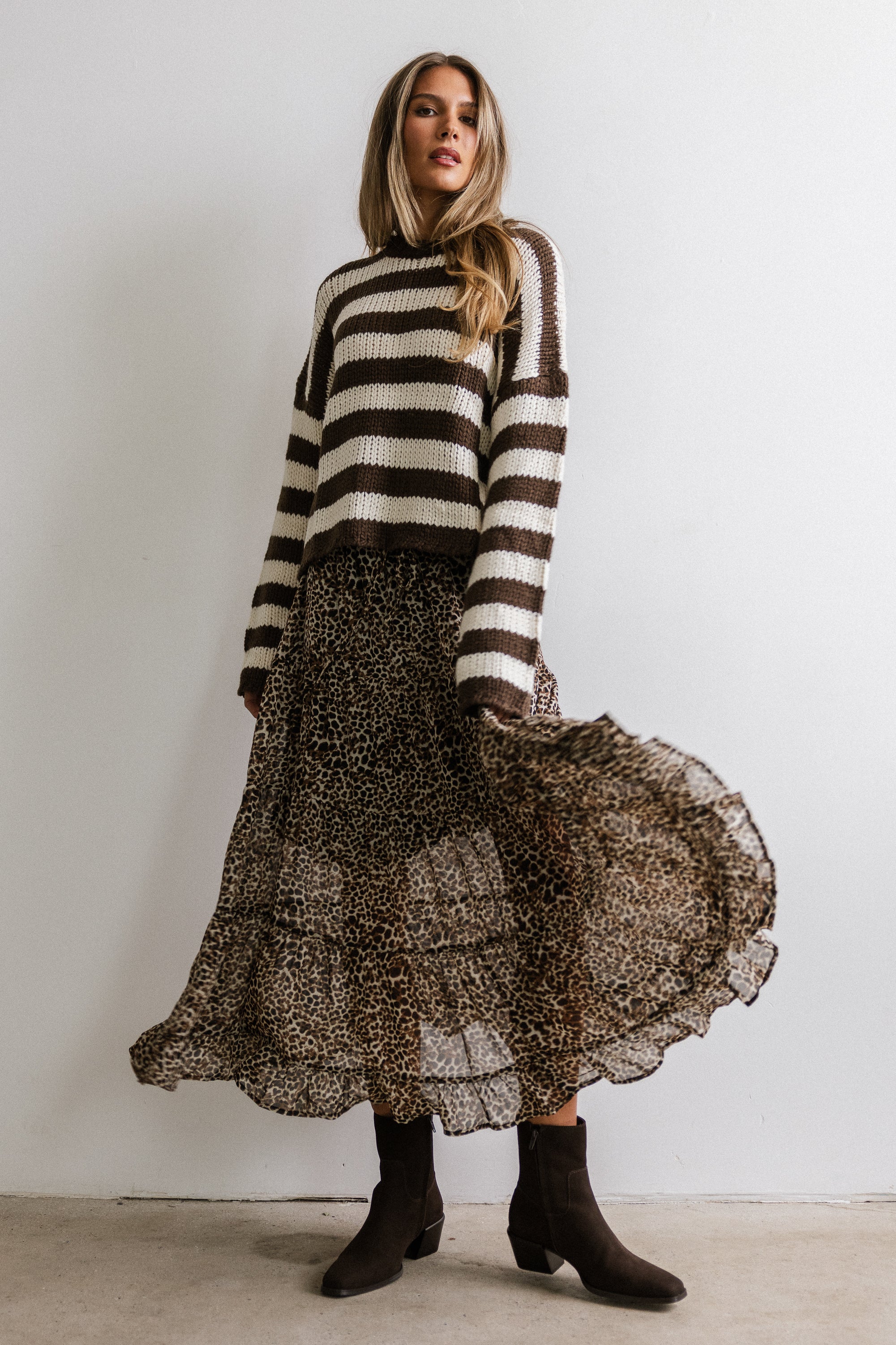 Beckam Striped Sweater in Mocha - Image 5